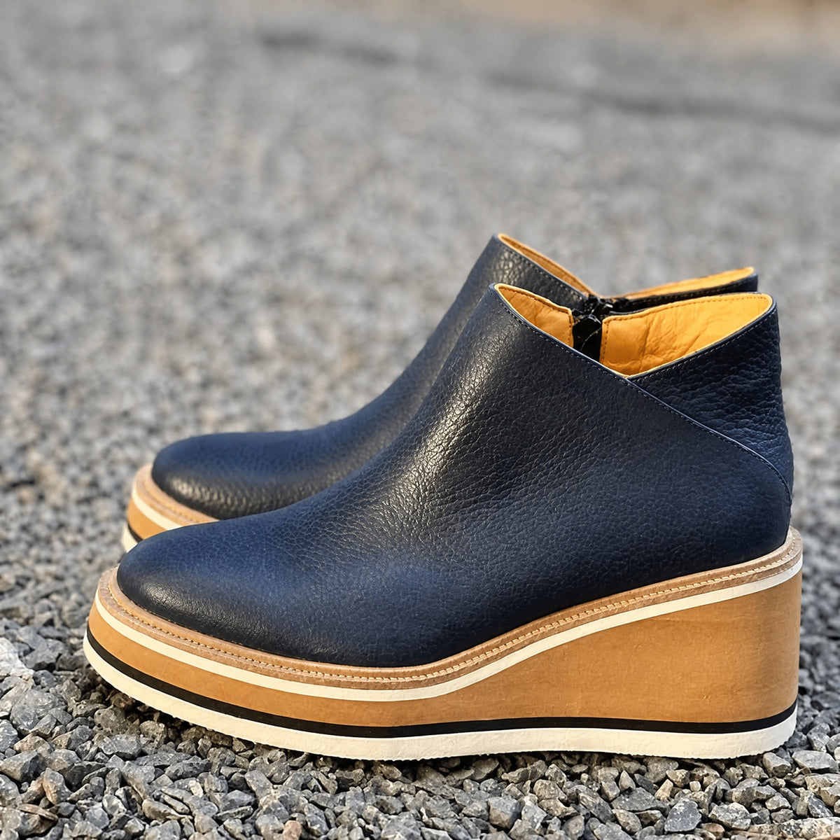 Rowan - Women's Orthopedic Platform Wedge Ankle Boots with Side Zip Closure
