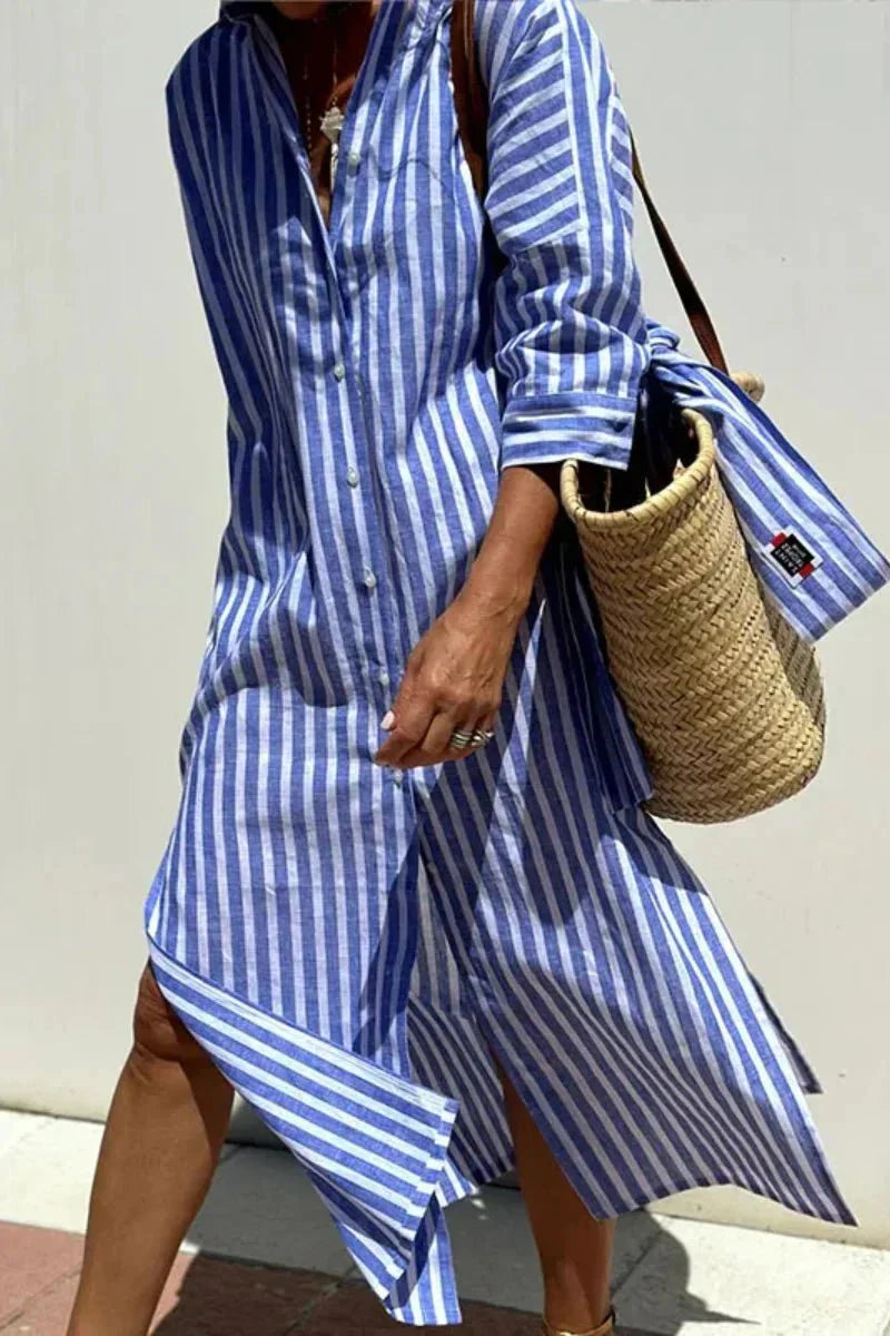 Adele – Elegant Striped Shirt Dress
