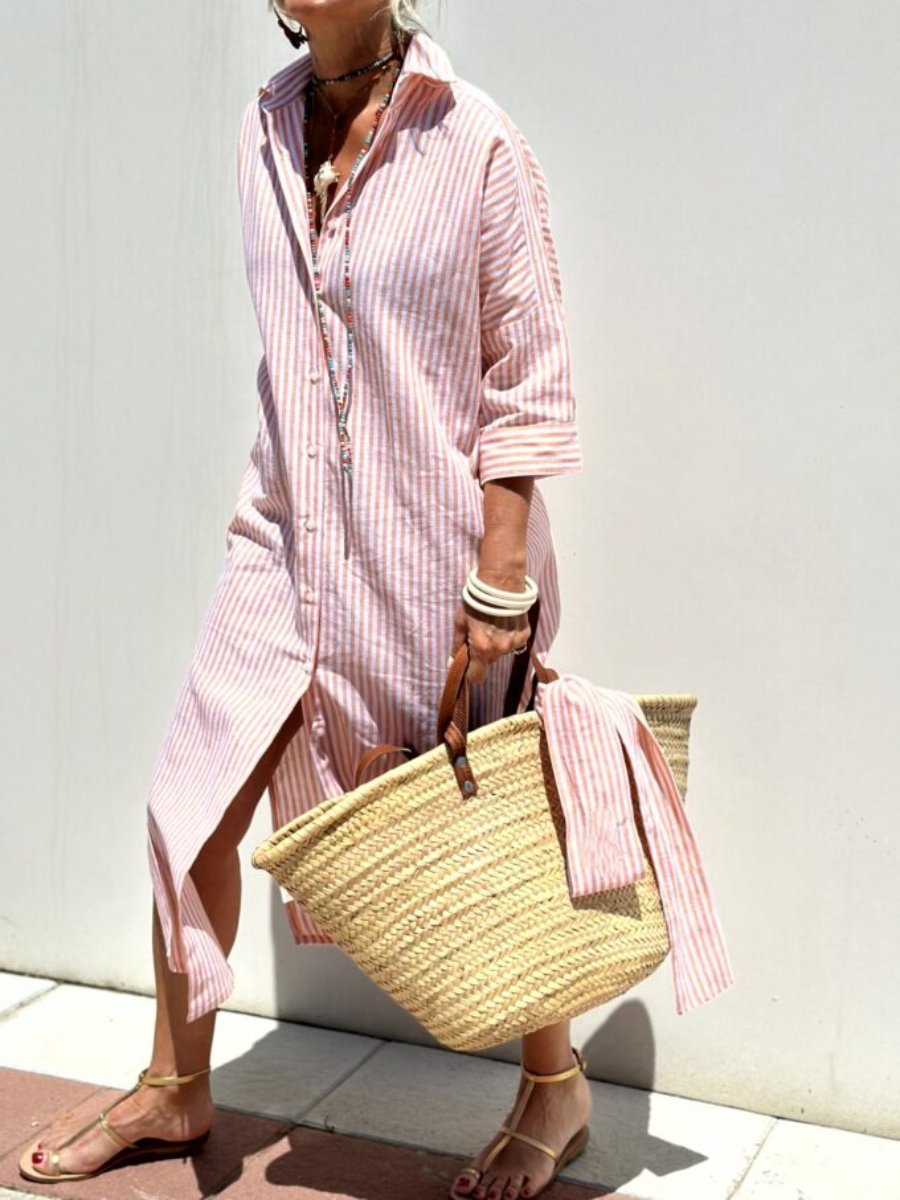 Adele – Elegant Striped Shirt Dress