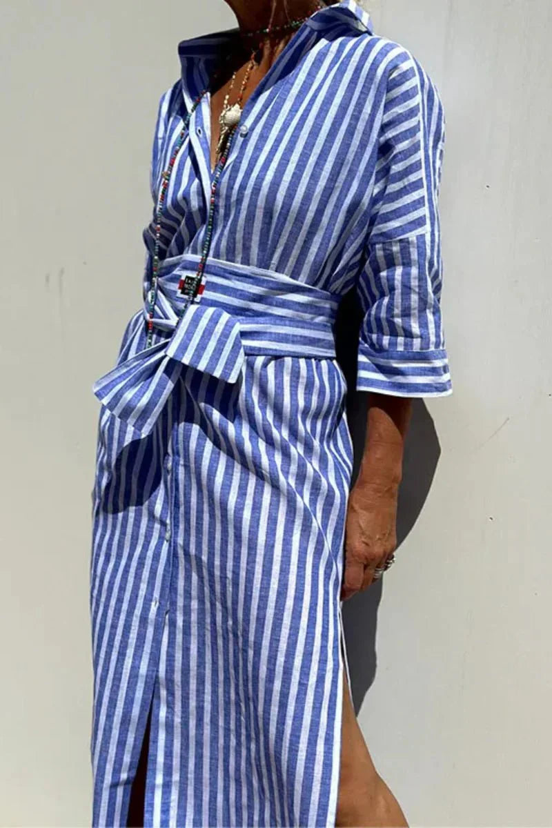 Adele – Elegant Striped Shirt Dress
