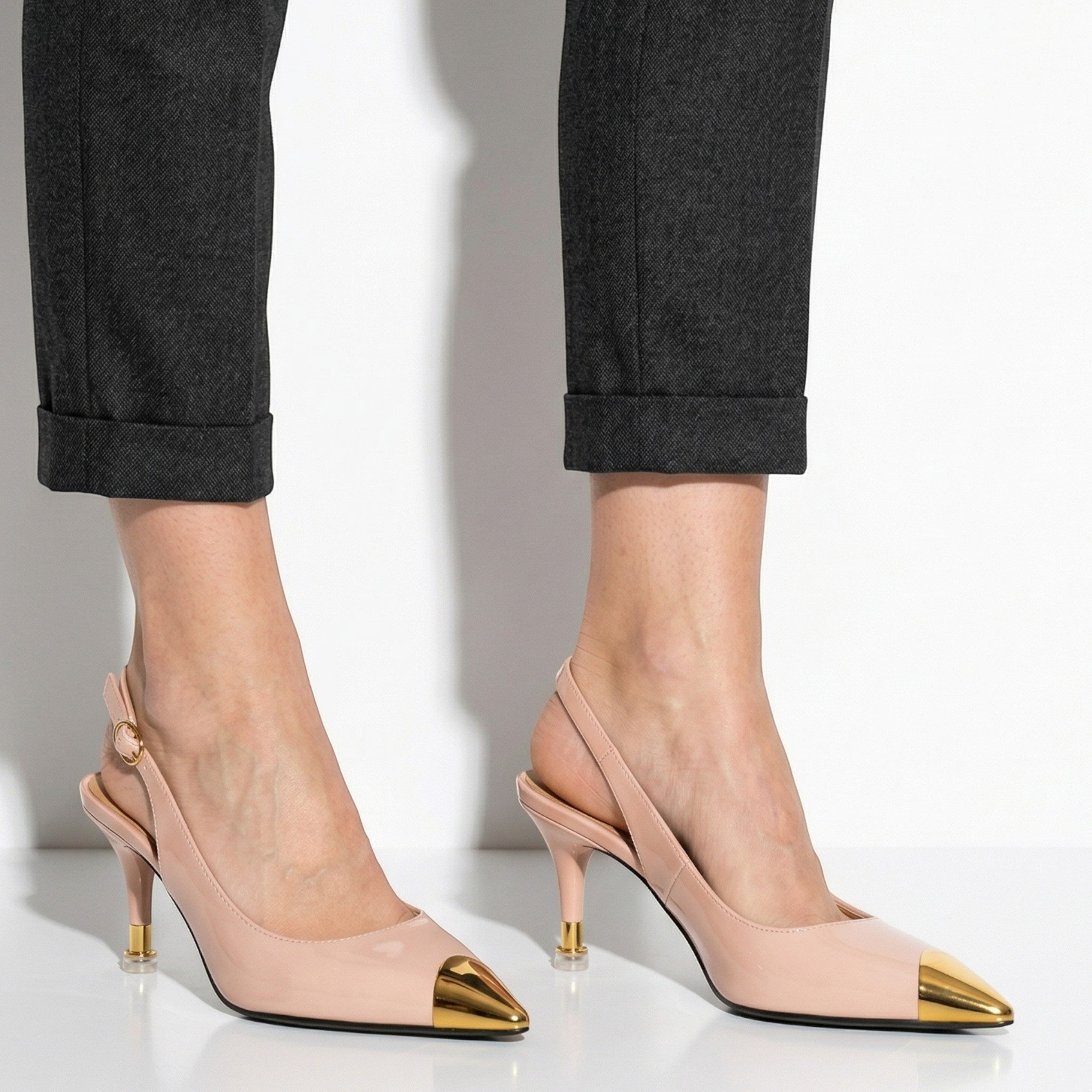 Adele - Women's Slingback Kitten Heels - Heels - Pink - Parker&Brooks