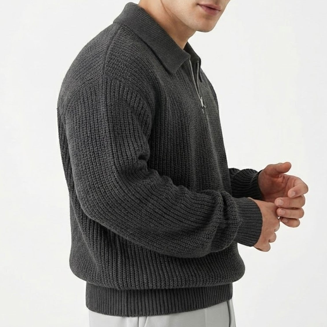 Adrian – Men's Wool Zipped Pullover