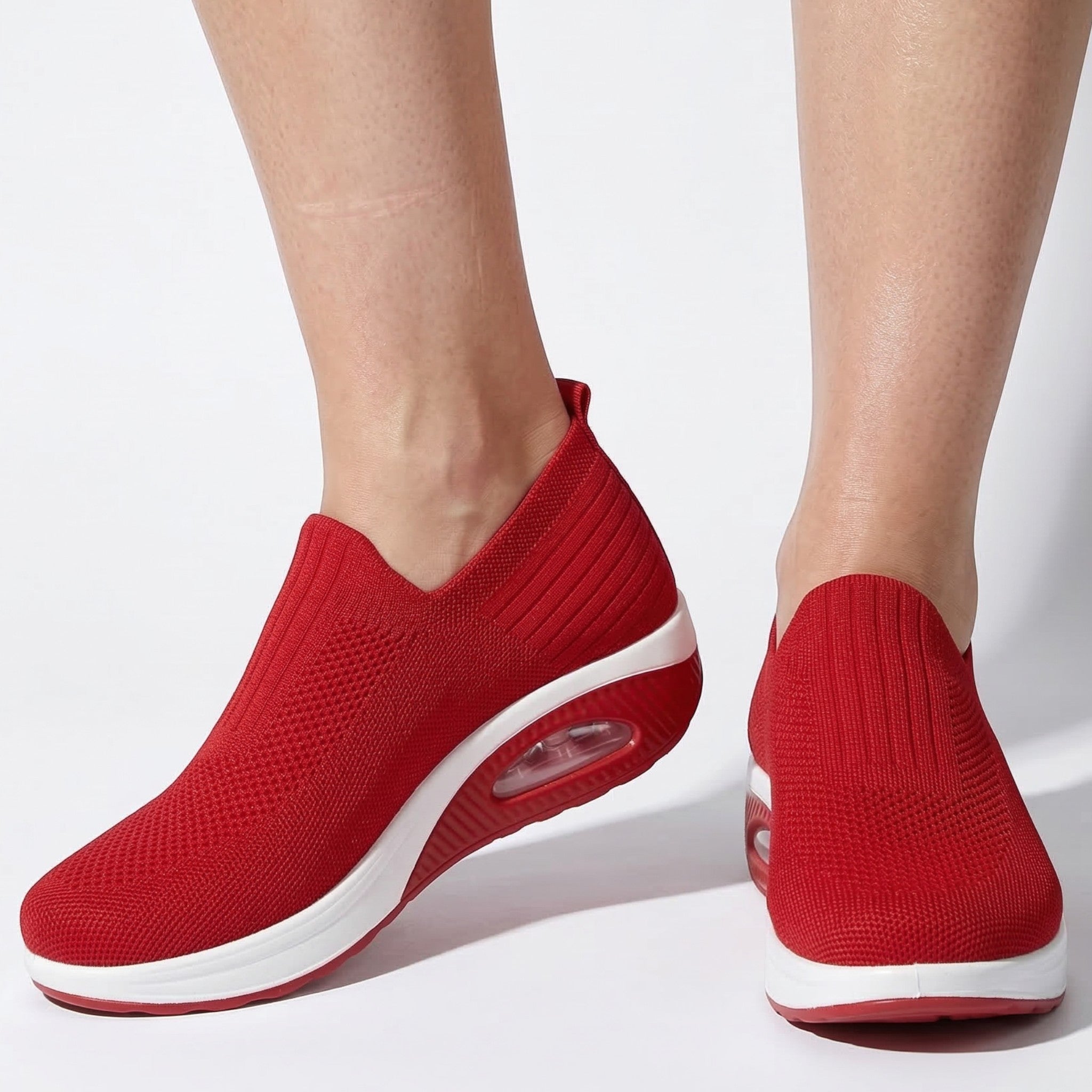 Alice - Women's Orthopedic Wedge Sneaker - Shoes - Red - Parker&Brooks