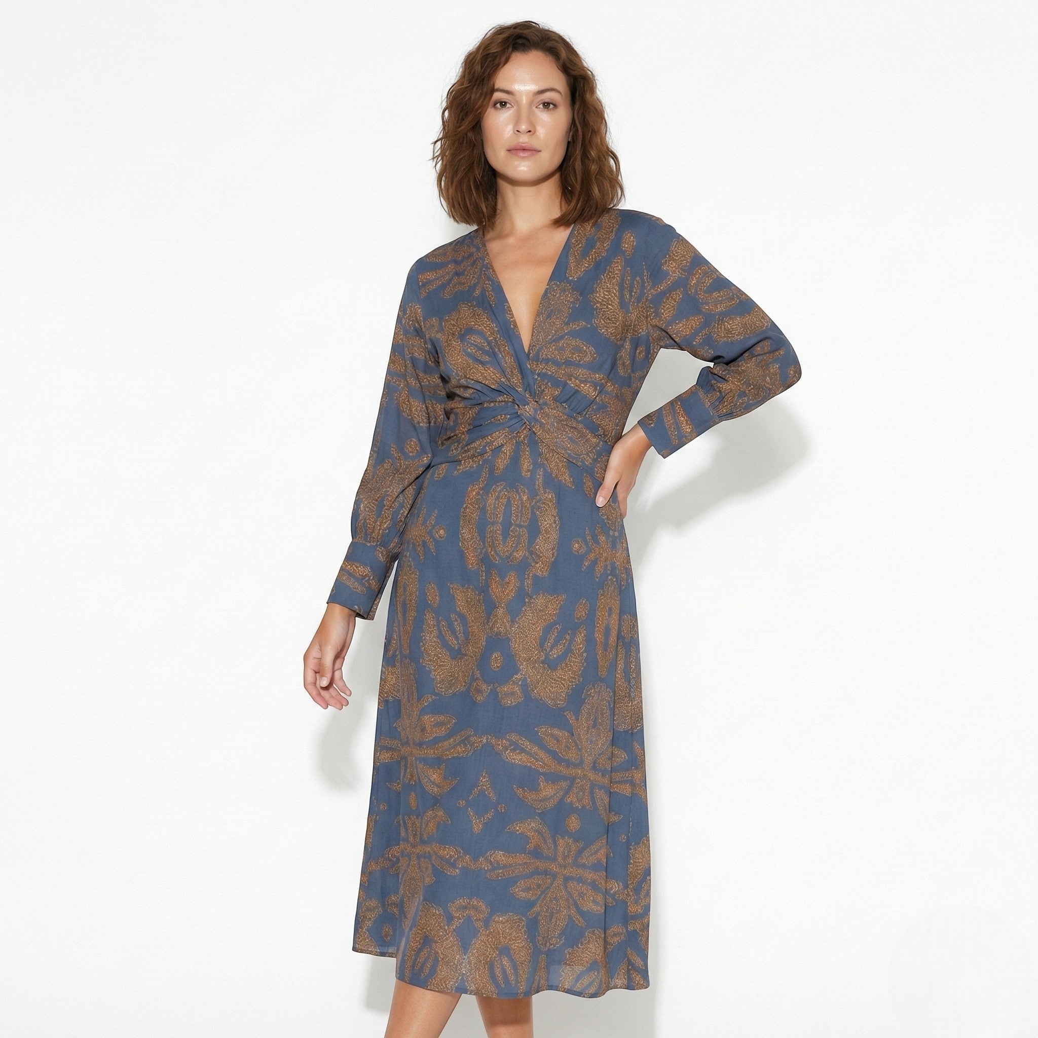 Alice - Women's Long Sleeve Boho Maxi Dress - Dress - Blue - Parker&Brooks