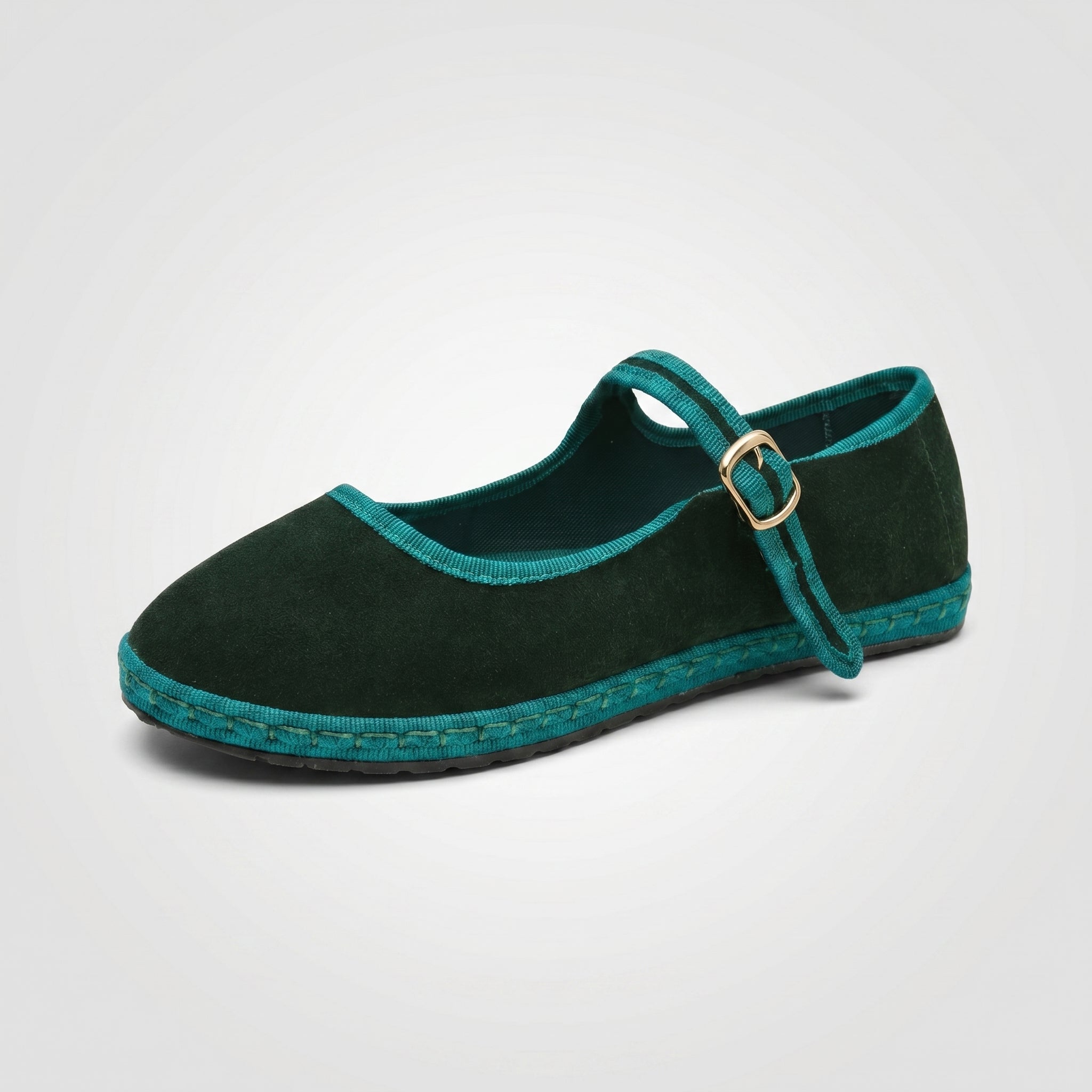 Alice - Women's Mary Jane Ballet Flats with Buckle Strap - Sandals - Green - Parker&Brooks