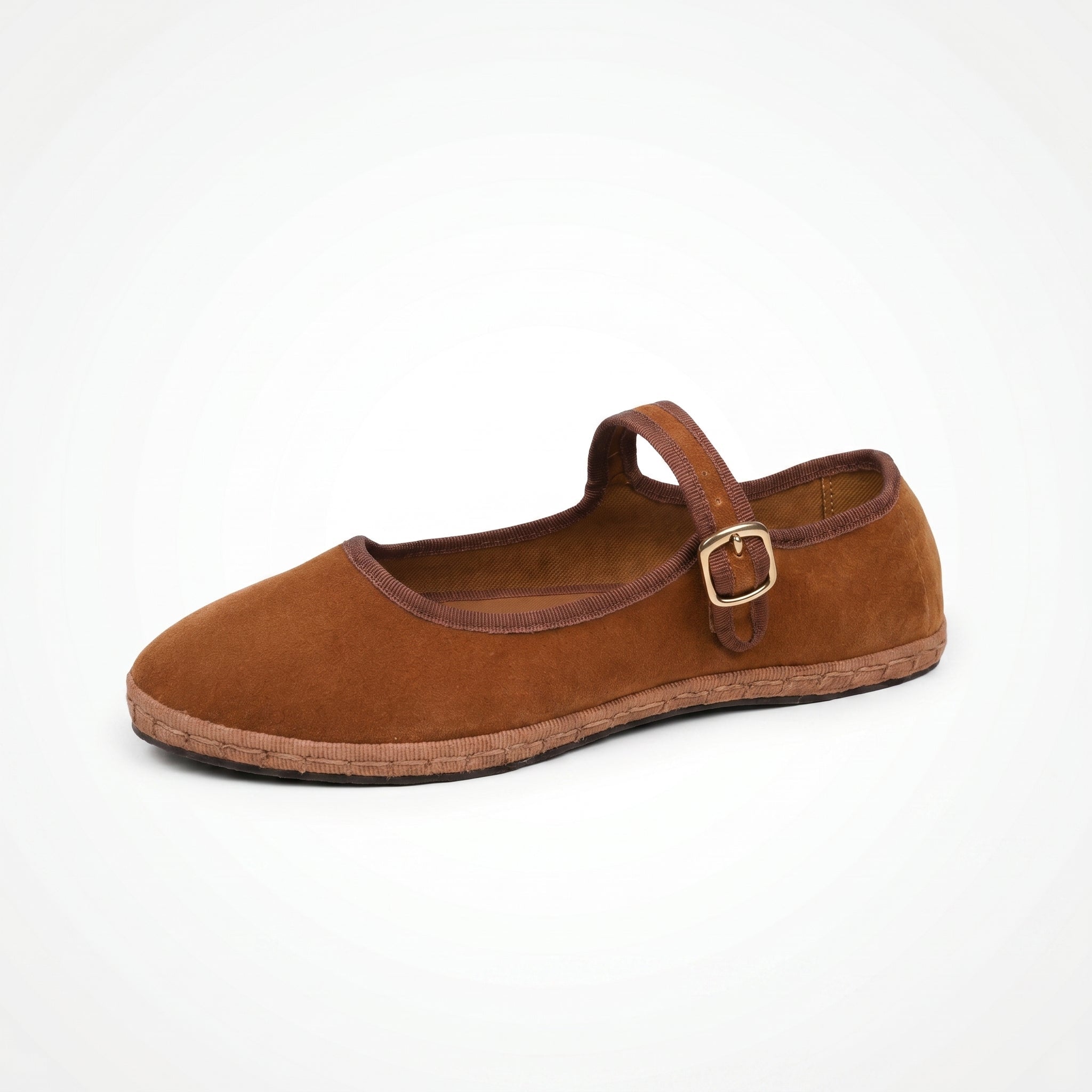 Alice - Women's Mary Jane Ballet Flats with Buckle Strap - Sandals - Khaki - Parker&Brooks