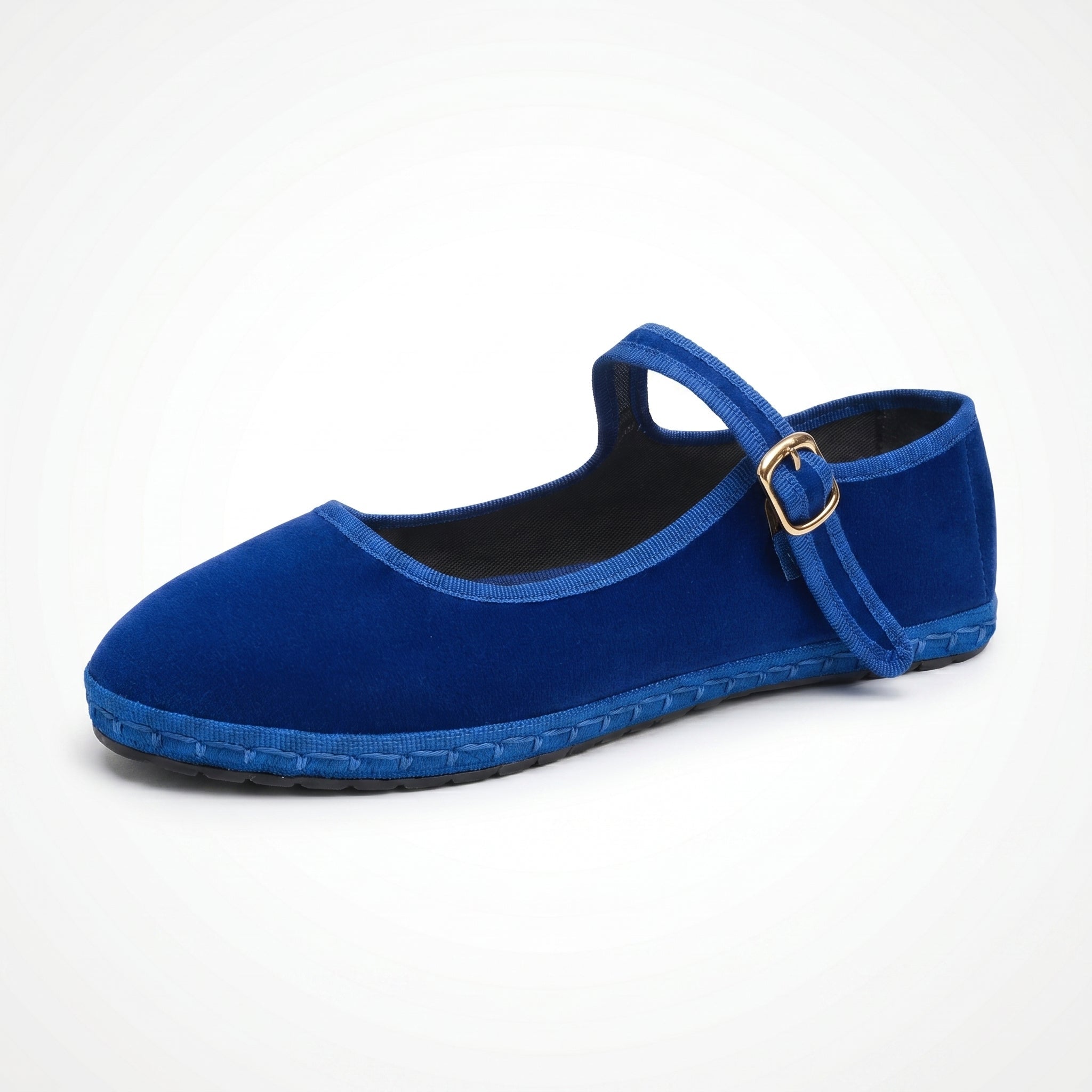 Alice - Women's Mary Jane Ballet Flats with Buckle Strap - Sandals - Blue - Parker&Brooks