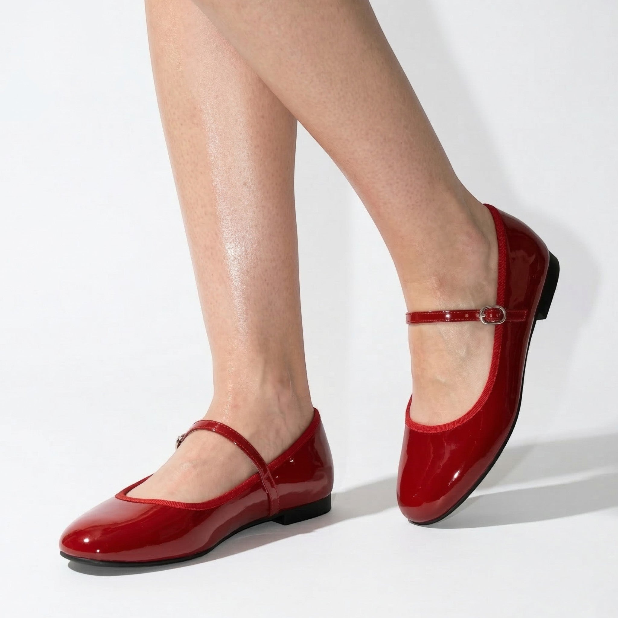 Alice - Women's Mary Jane Shoes with Adjustable Strap - Shoes - Red - Parker&Brooks
