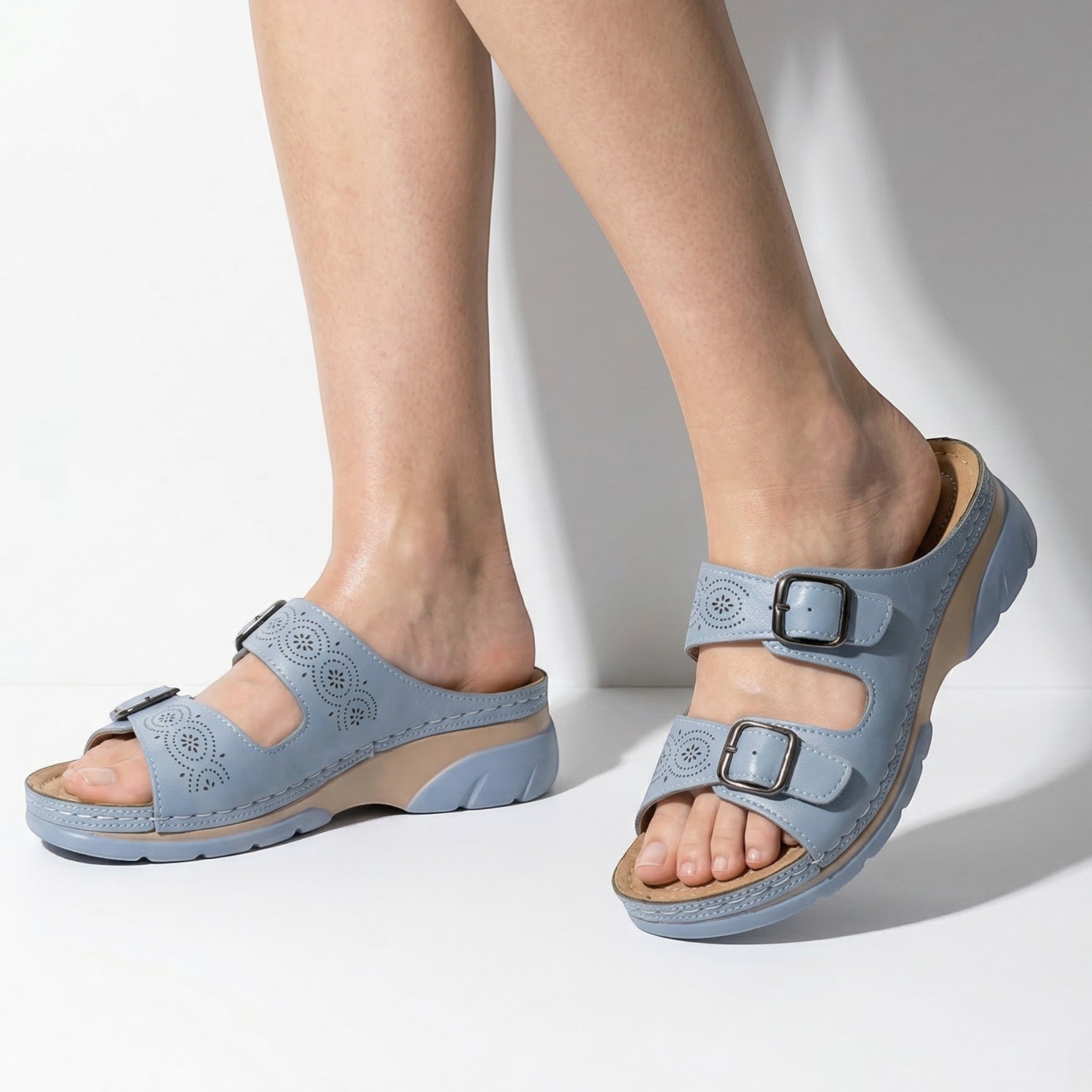 Alice - Women's Orthopedic Open Toe Sandals - Sandals - Light Blue - Parker&Brooks
