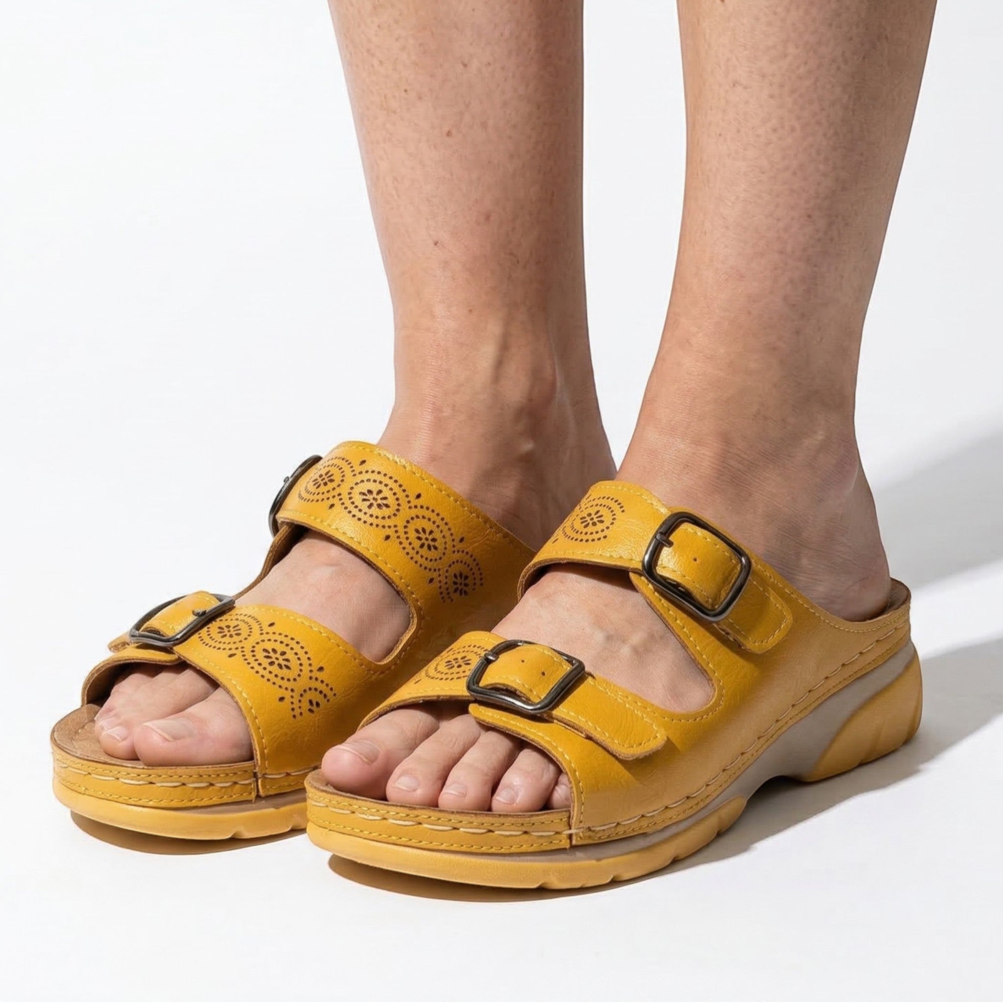 Alice - Women's Orthopedic Open Toe Sandals - Sandals - Yellow - Parker&Brooks