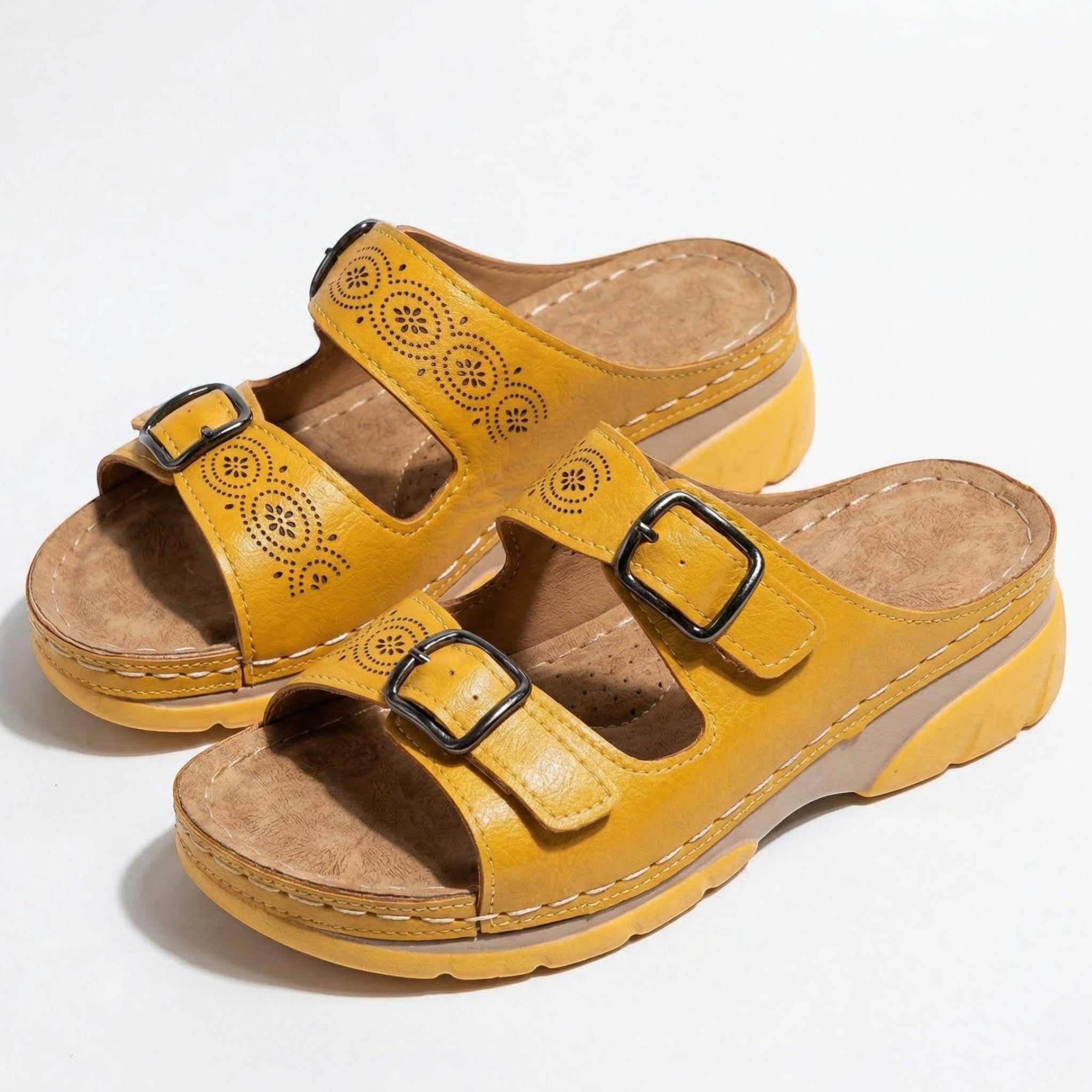 Alice - Women's Orthopedic Open Toe Sandals - Sandals - Yellow - Parker&Brooks