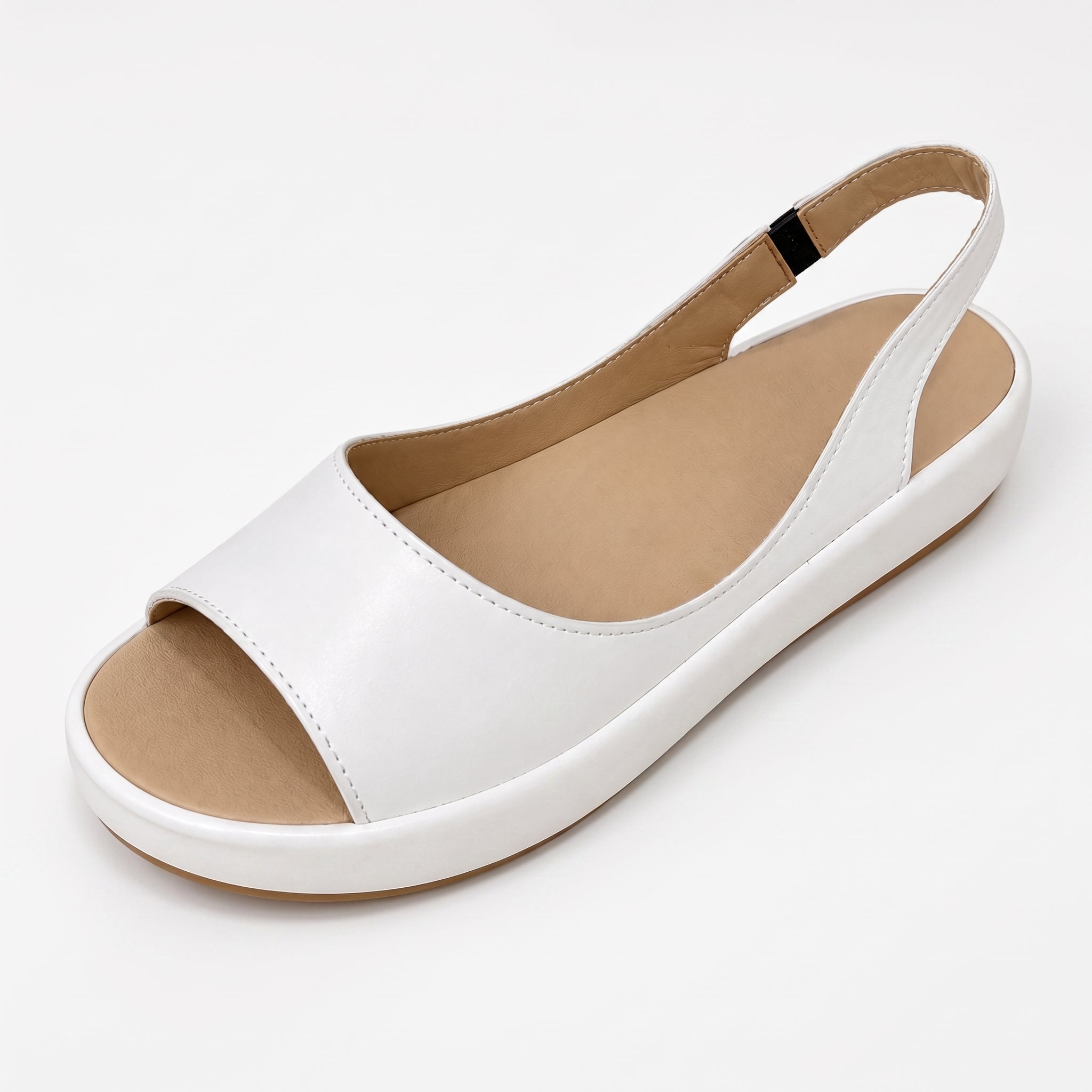 Alice - Women's Orthopaedic Wide Toe Slingback Flat Sandals - Sandals - White - Parker&Brooks