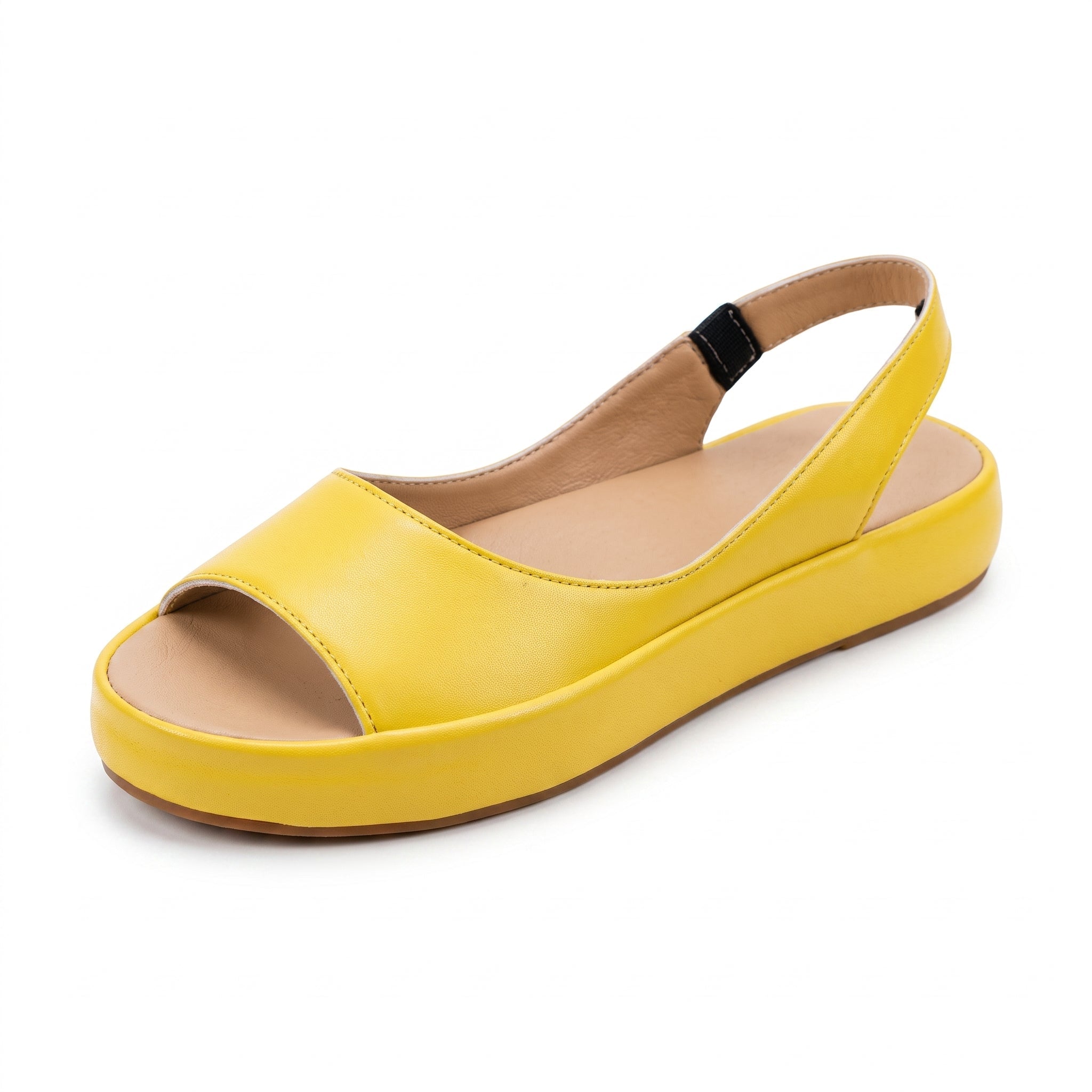 Alice - Women's Orthopaedic Wide Toe Slingback Flat Sandals - Sandals - Yellow - Parker&Brooks