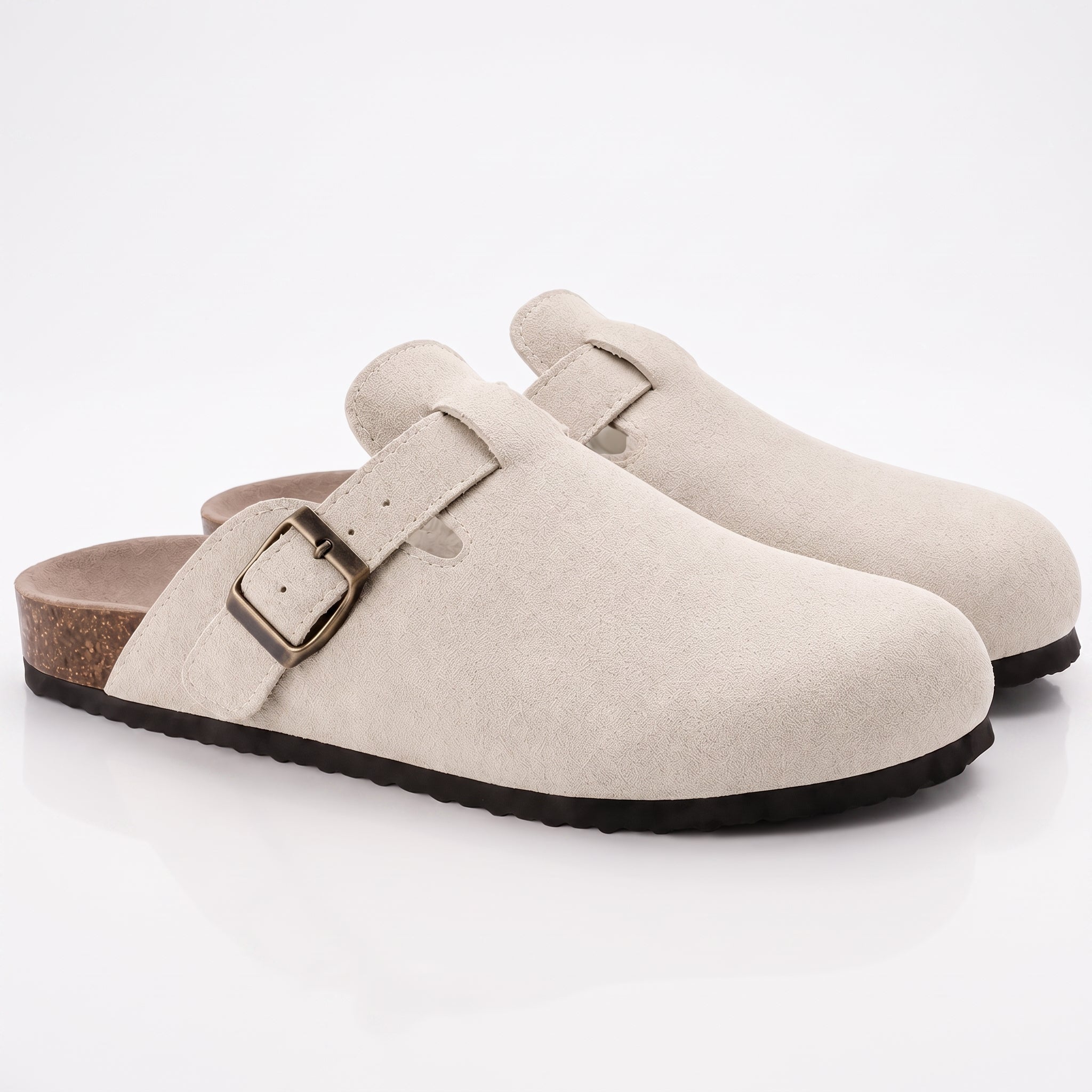 Alice - Women's Orthopedic Clogs with Buckle Strap - Slippers - Beige - Parker&Brooks