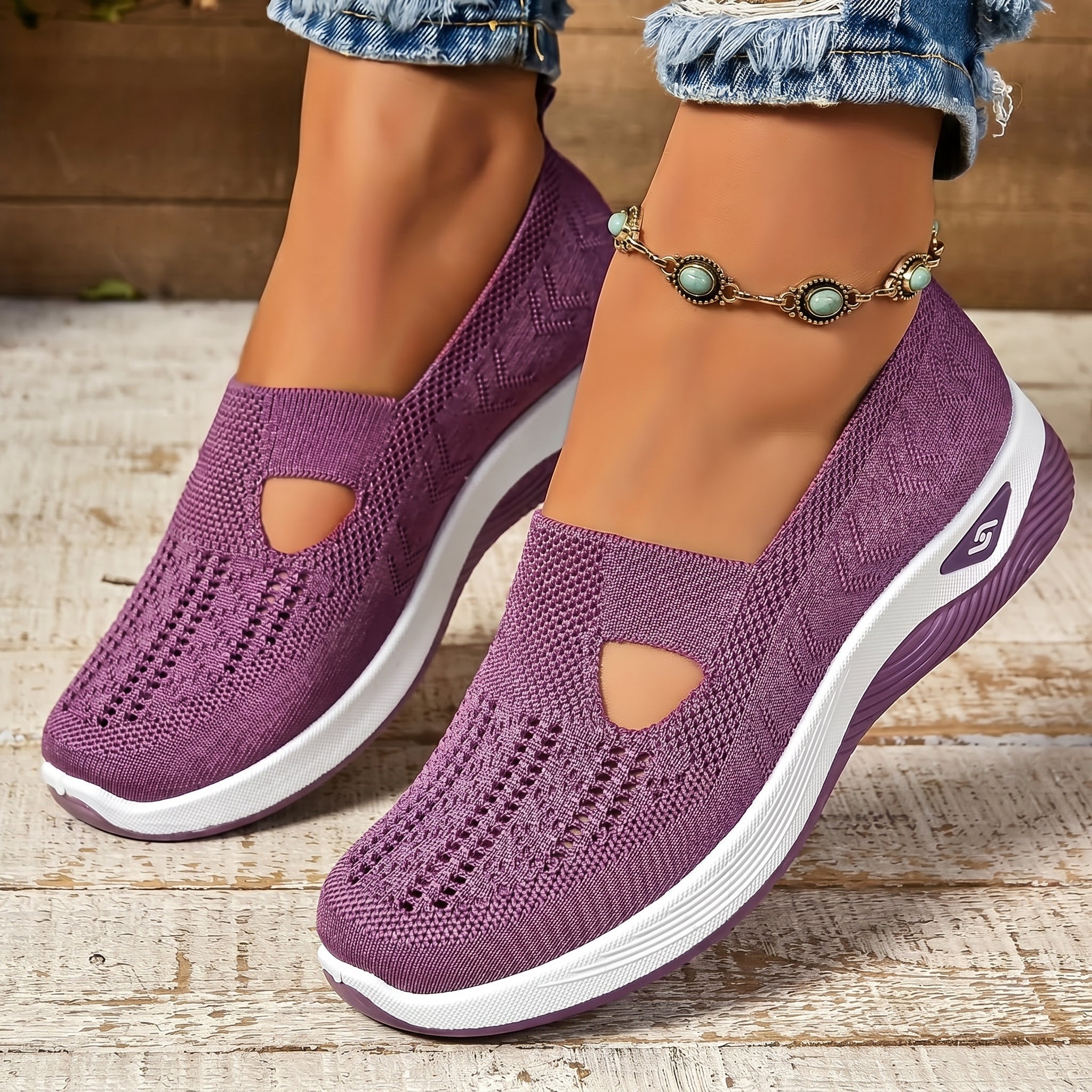 Alice - Women's Orthopedic Slip-On Cushioned Sneaker - Sneakers - Purple - Parker&Brooks