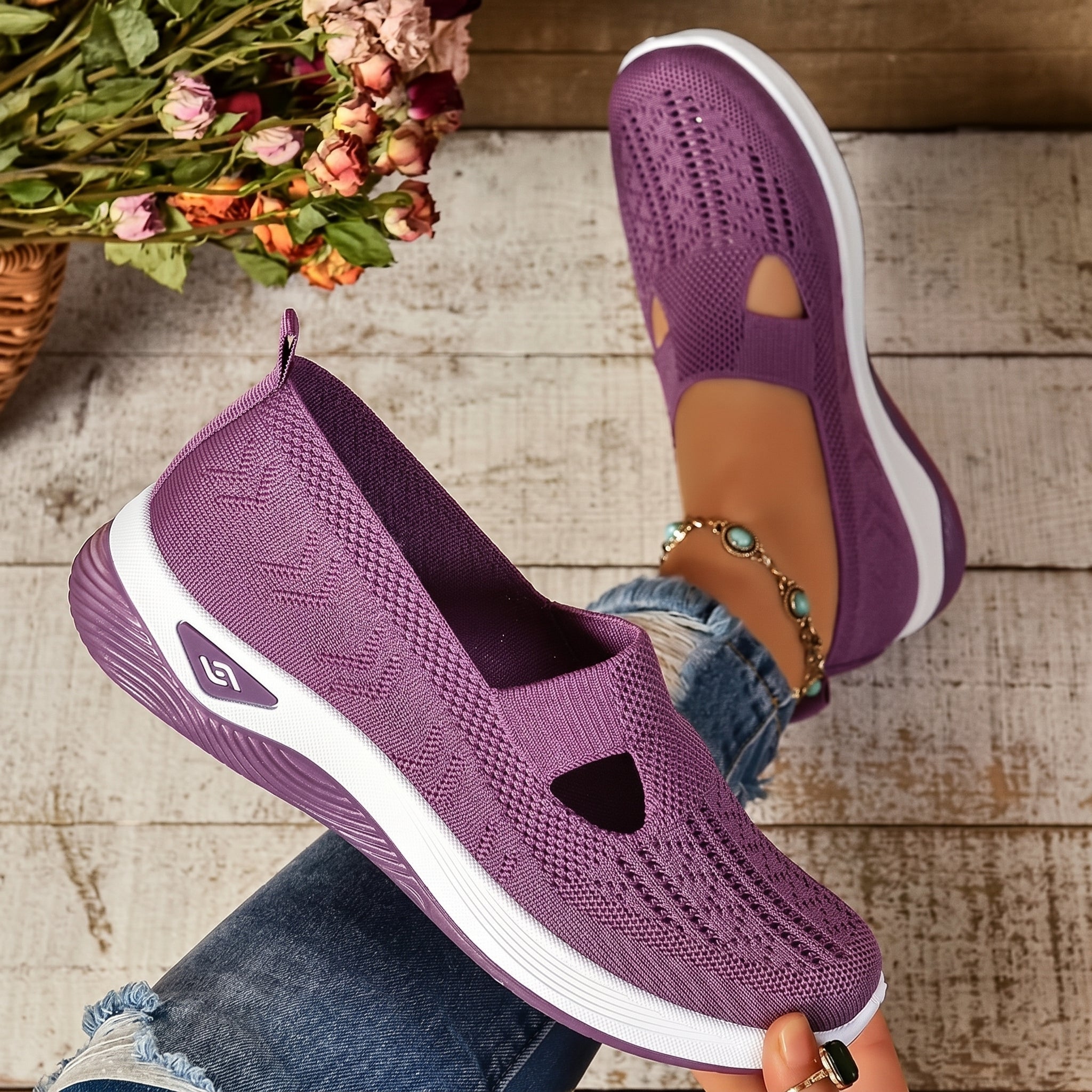 Alice - Women's Orthopedic Slip-On Cushioned Sneaker - Sneakers - Purple - Parker&Brooks