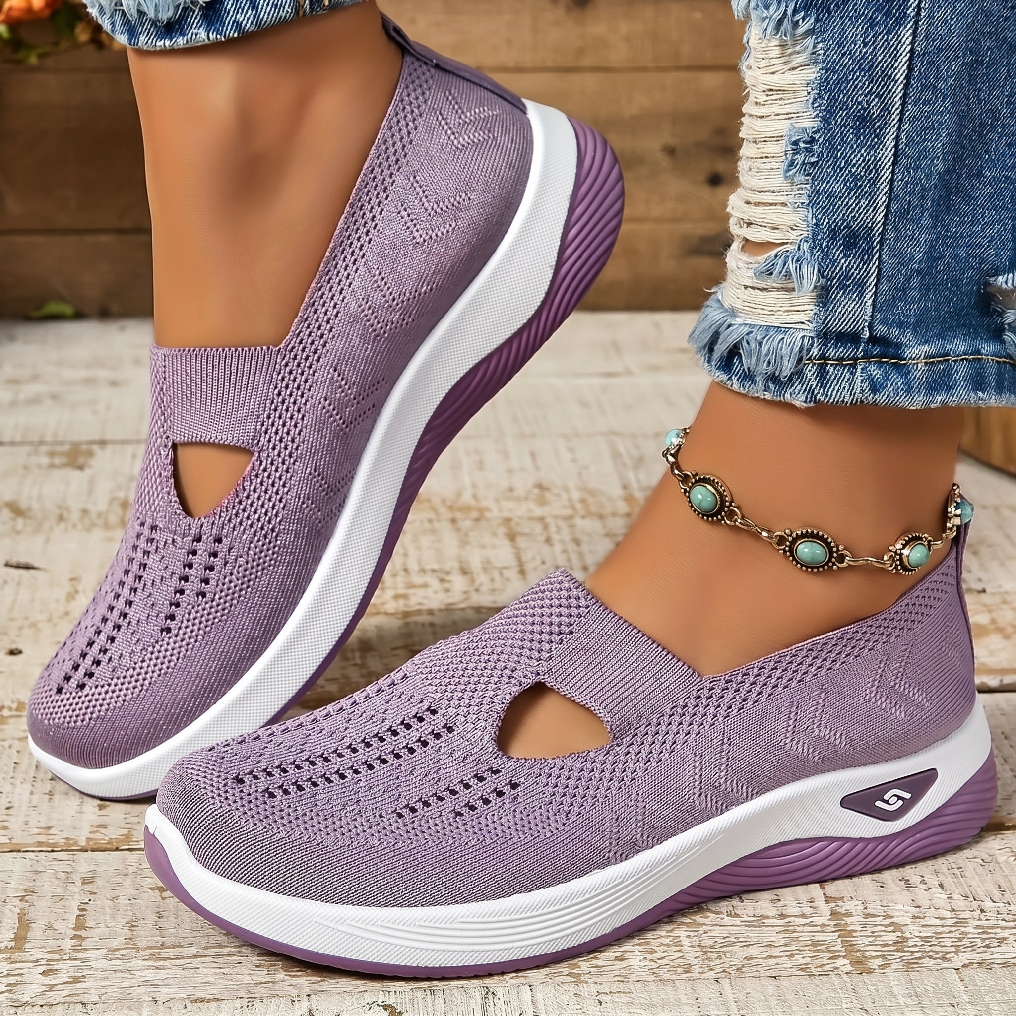 Alice - Women's Orthopedic Slip-On Cushioned Sneaker - Sneakers - Light Purple - Parker&Brooks