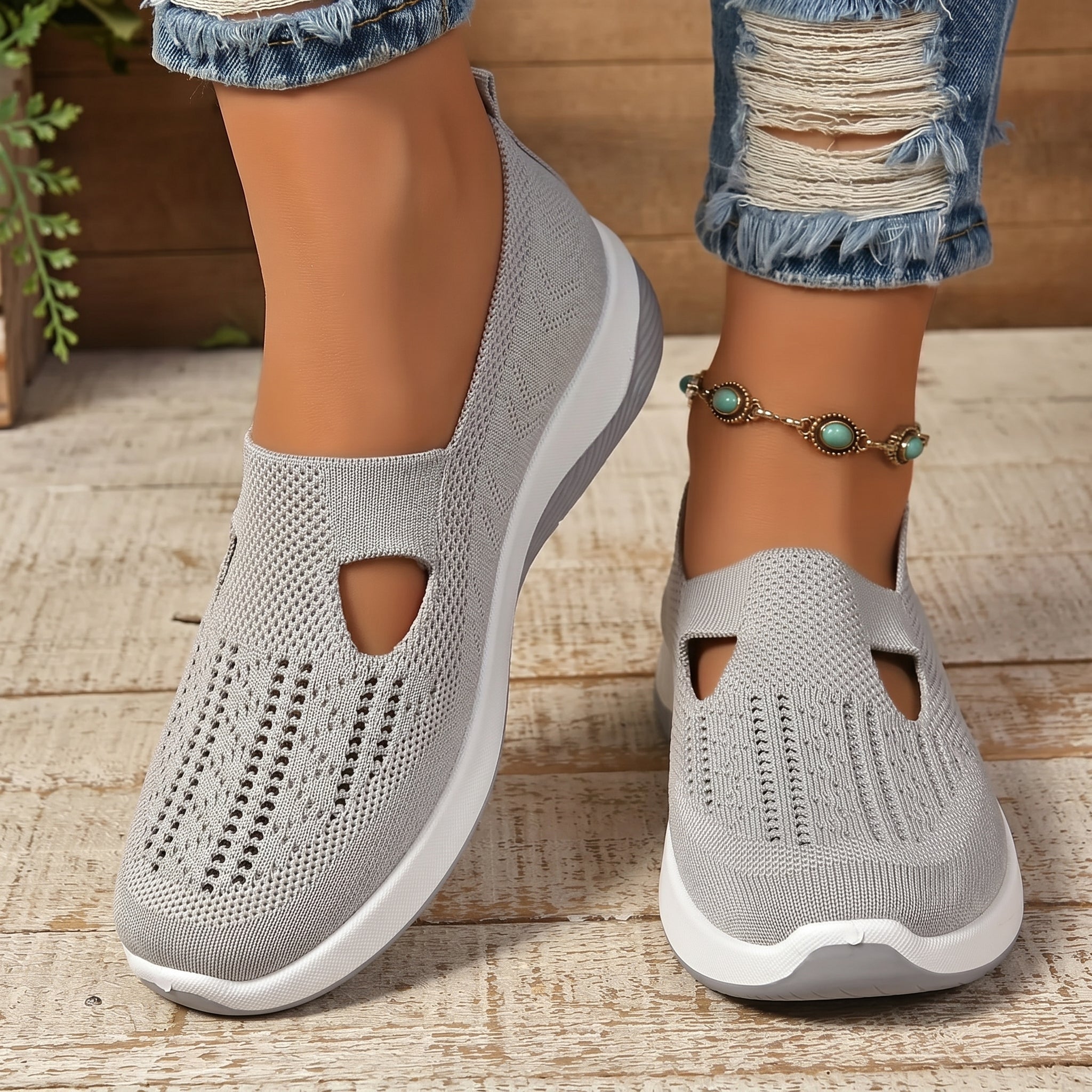 Alice - Women's Orthopedic Slip-On Cushioned Sneaker - Sneakers - Gray - Parker&Brooks