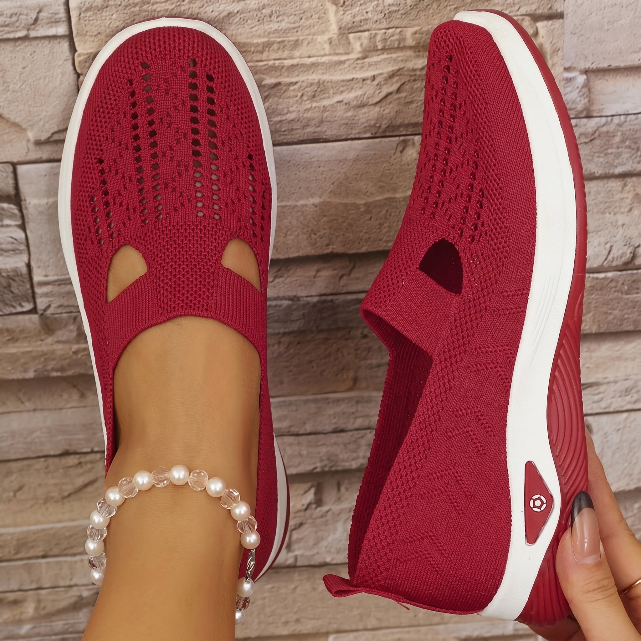 Alice - Women's Orthopedic Slip-On Cushioned Sneaker - Sneakers - Red - Parker&Brooks