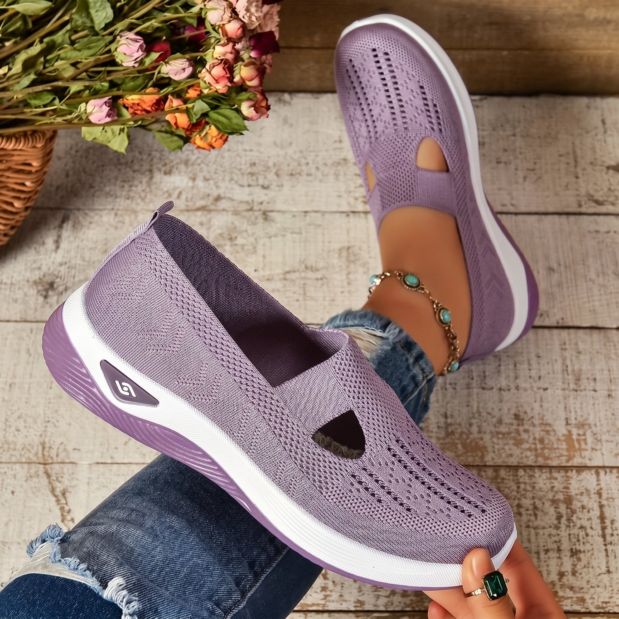 Alice - Women's Orthopedic Slip-On Cushioned Sneaker - Sneakers - Light Purple - Parker&Brooks