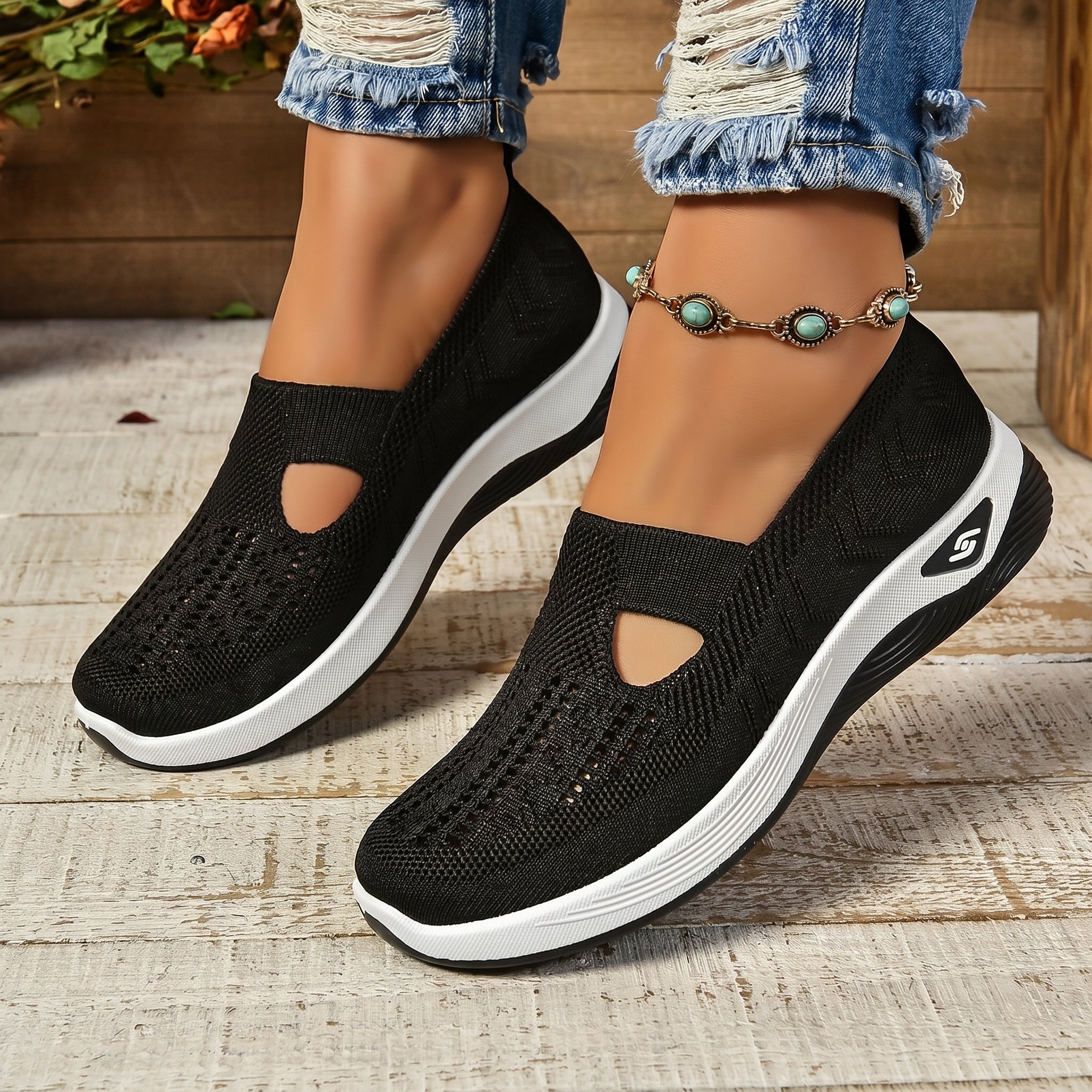 Alice - Women's Orthopedic Slip-On Cushioned Sneaker - Sneakers - Black - Parker&Brooks