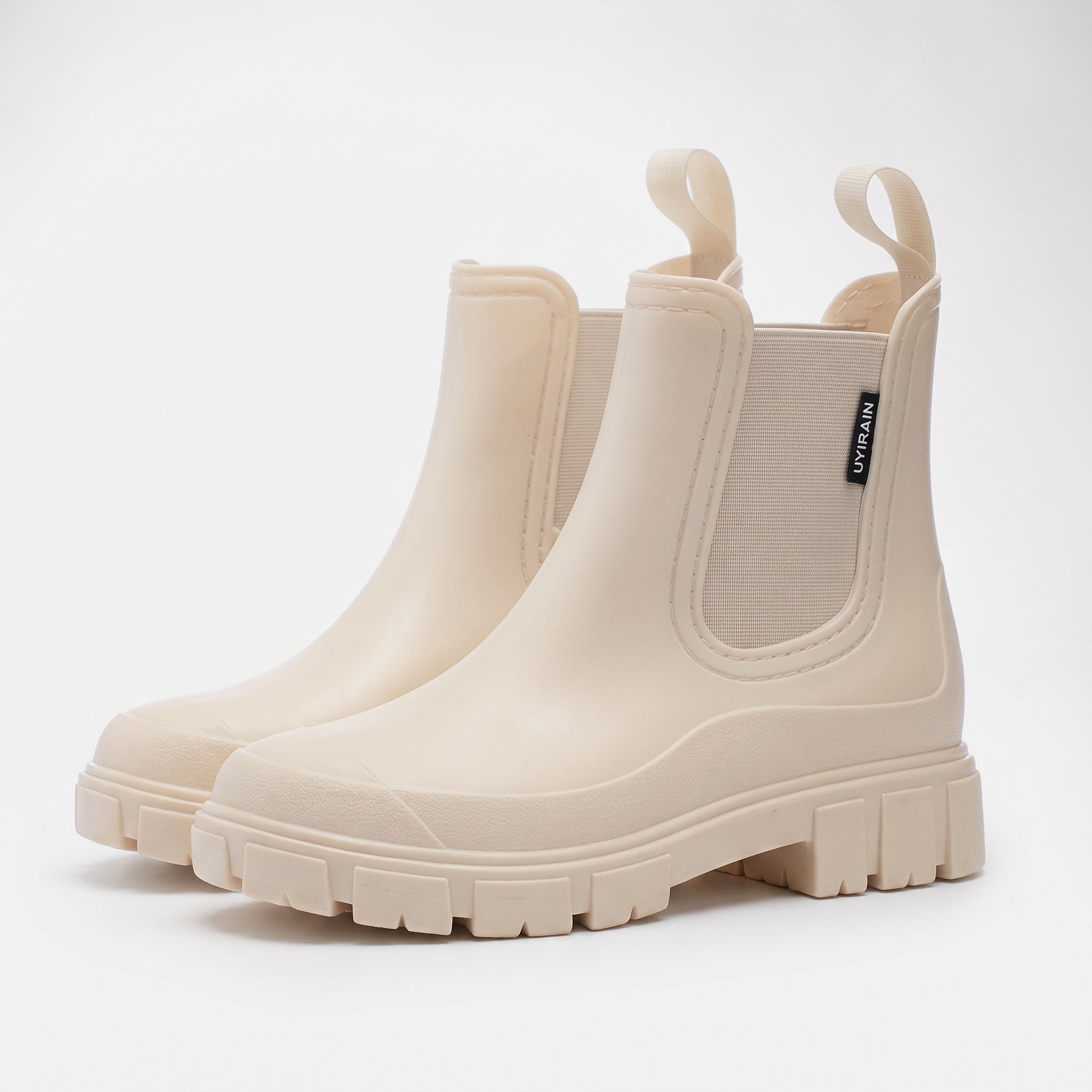 Alice - Women's Waterproof Elastic Panel Chelsea Boots - Boots - Beige - Parker&Brooks