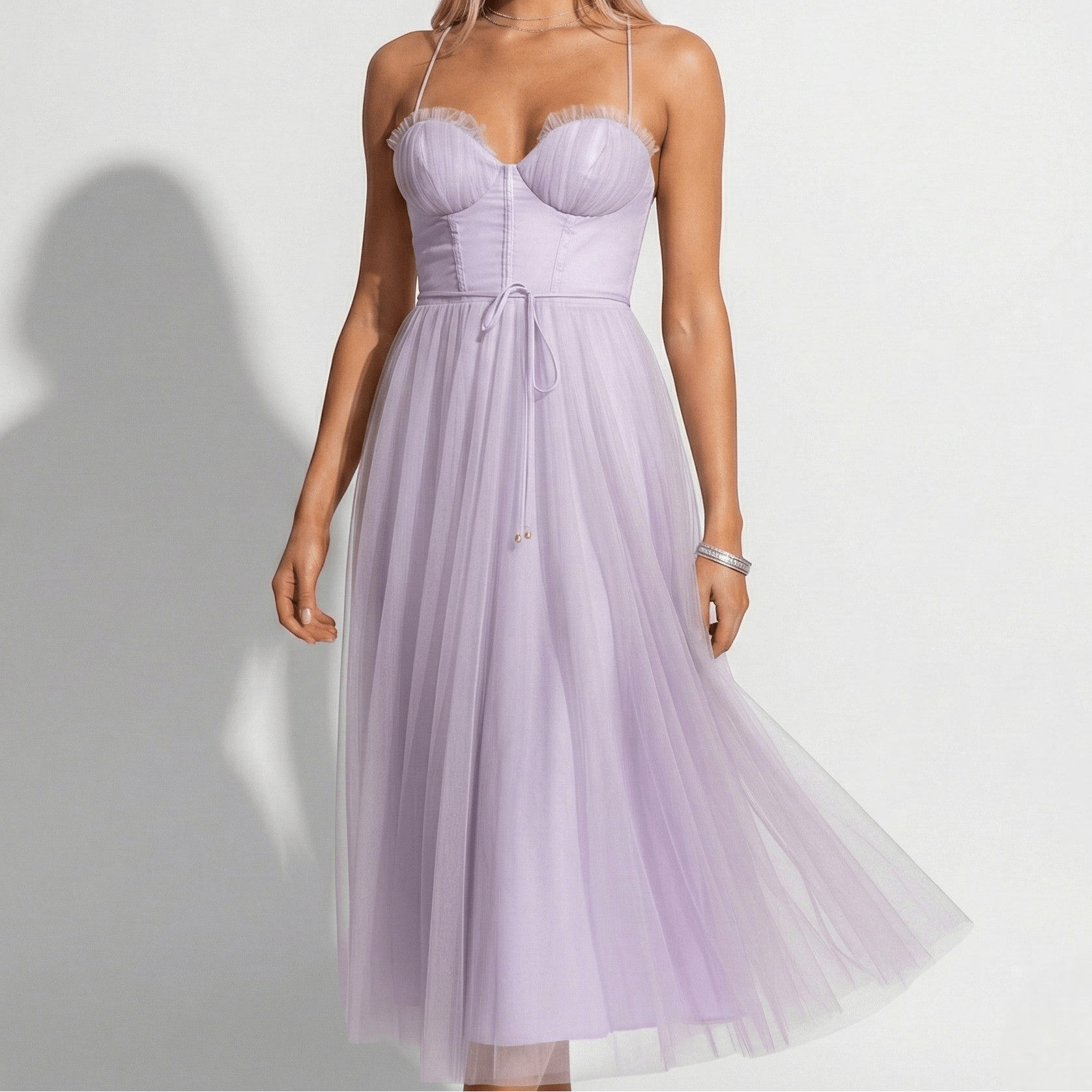 Amelia - Women's Tulle Party Midi Dress - Dresses - Purple - Parker&Brooks