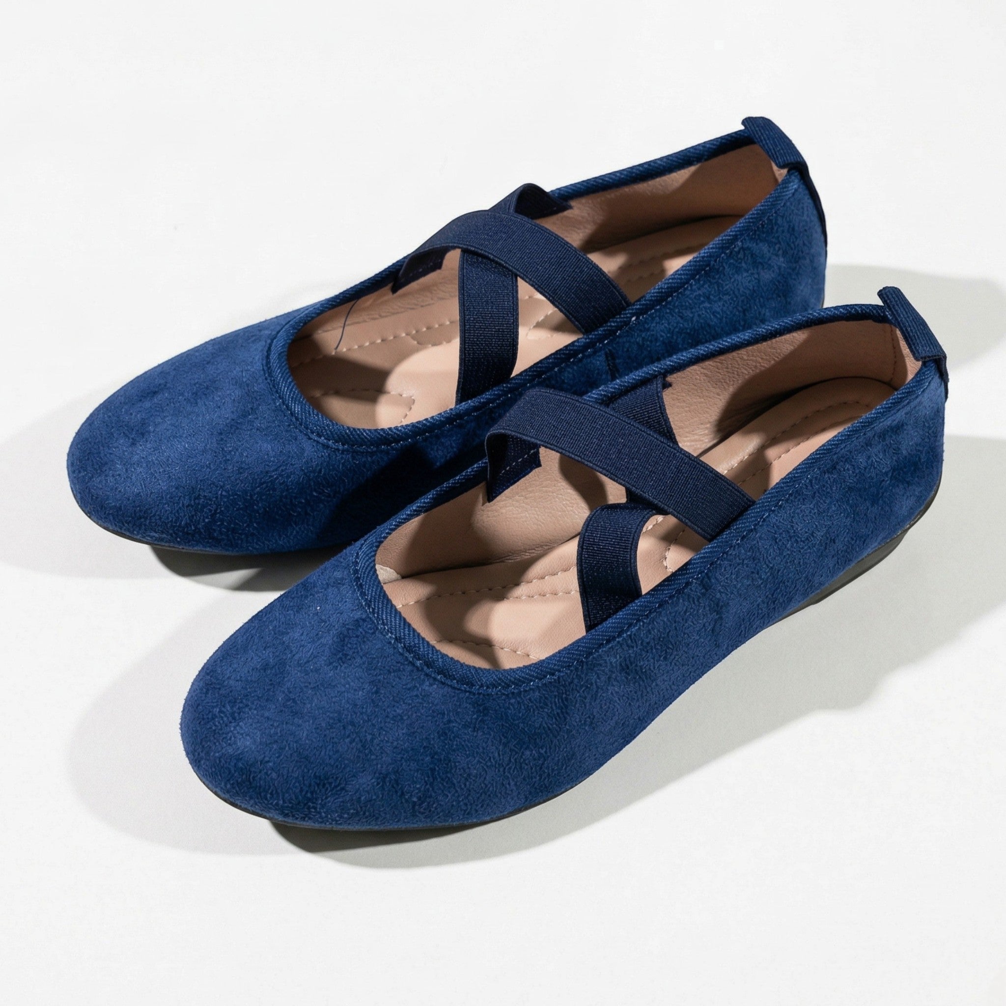 Amelia - Women's Elastic Strap Flat Shoes - Shoes - Blue - Parker&Brooks