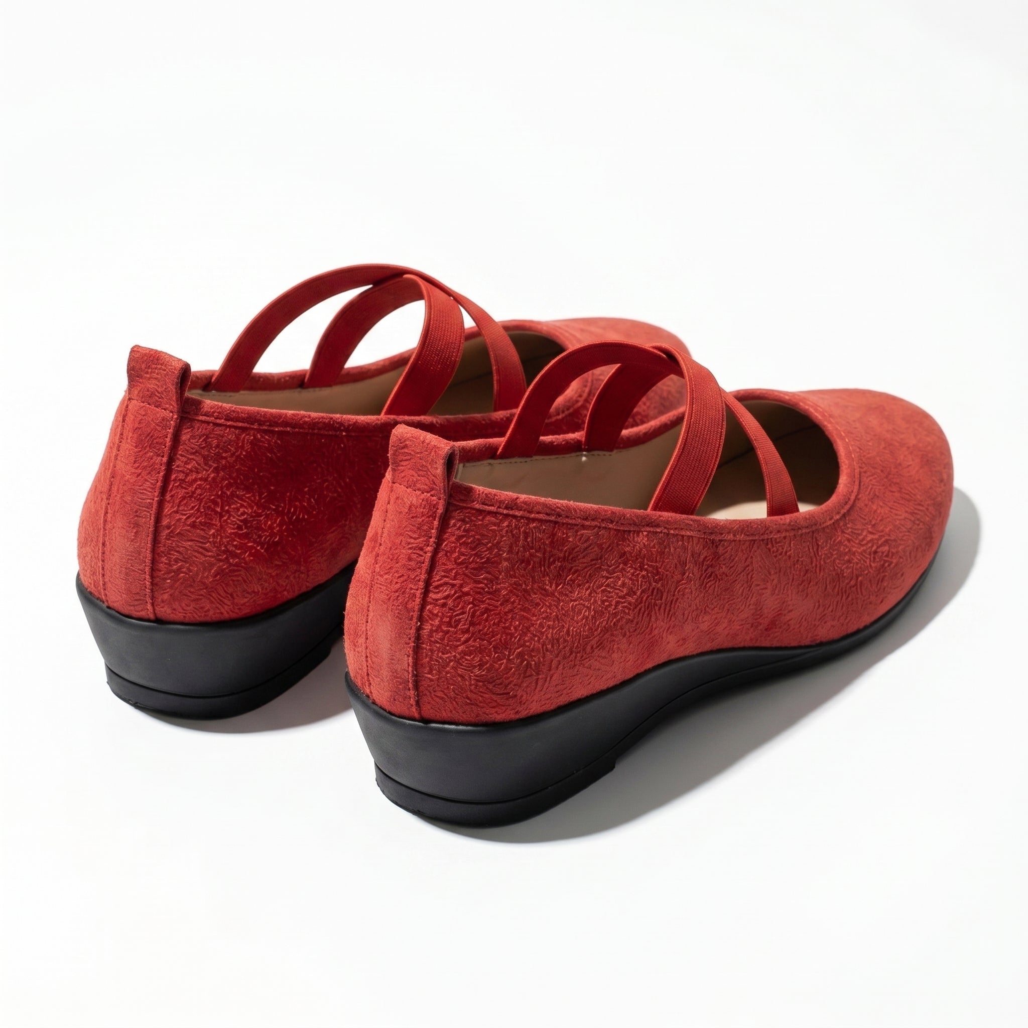 Amelia - Women's Elastic Strap Flat Shoes - Shoes - Red - Parker&Brooks