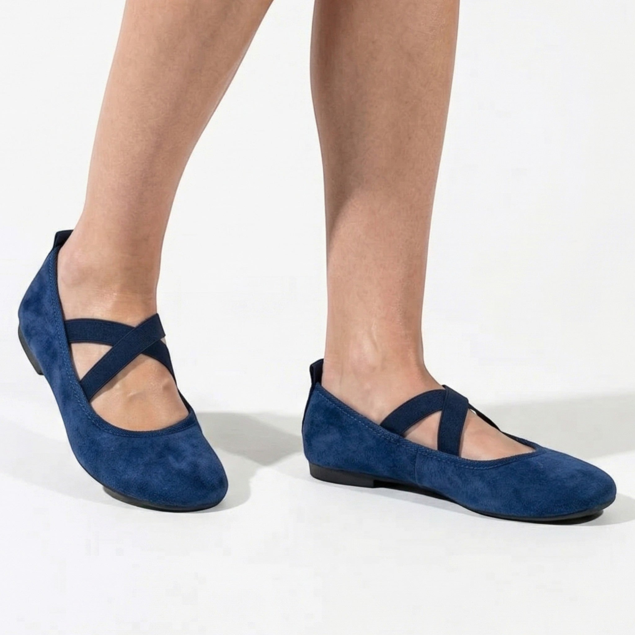 Amelia - Women's Elastic Strap Flat Shoes - Shoes - Blue - Parker&Brooks