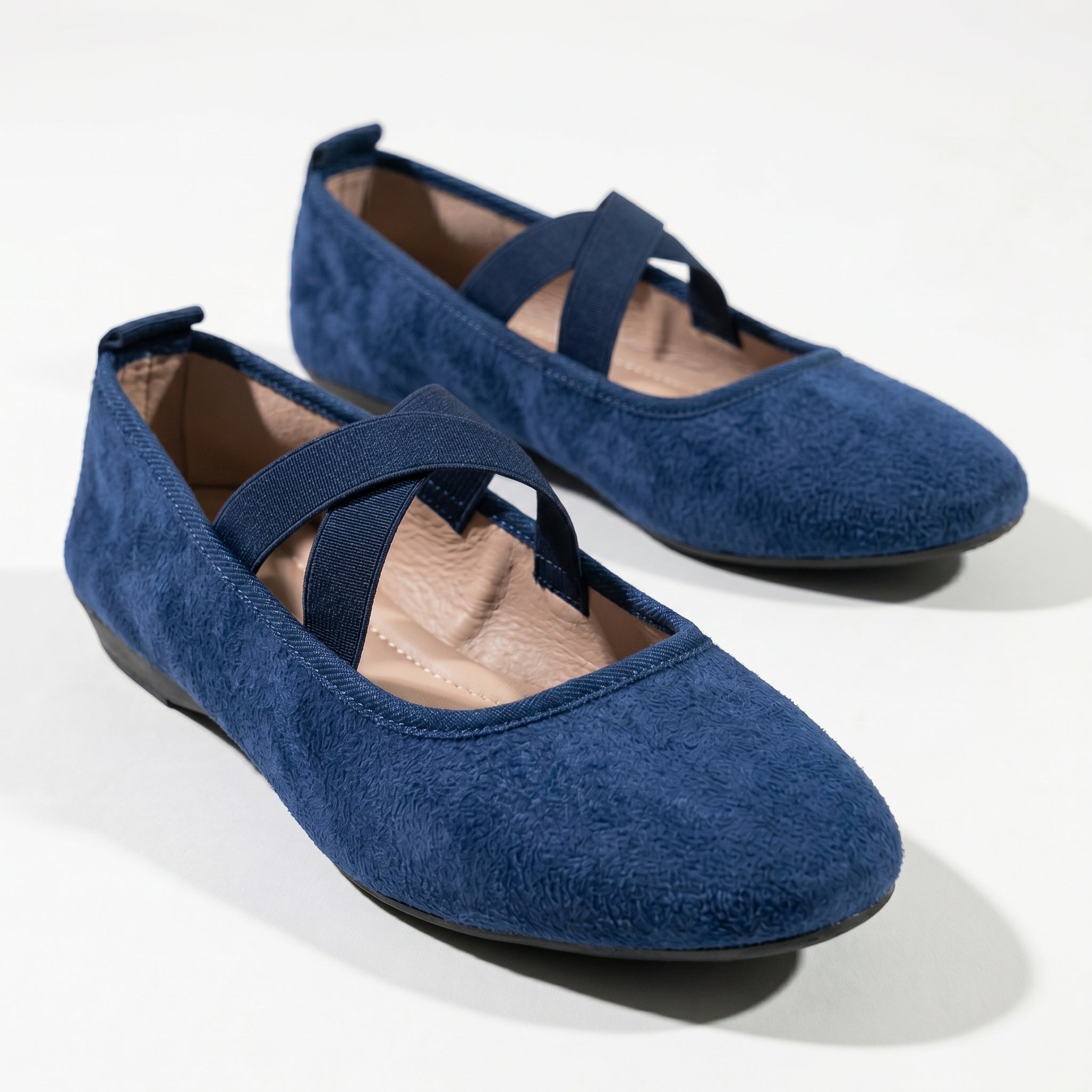 Amelia - Women's Elastic Strap Flat Shoes - Shoes - Blue - Parker&Brooks