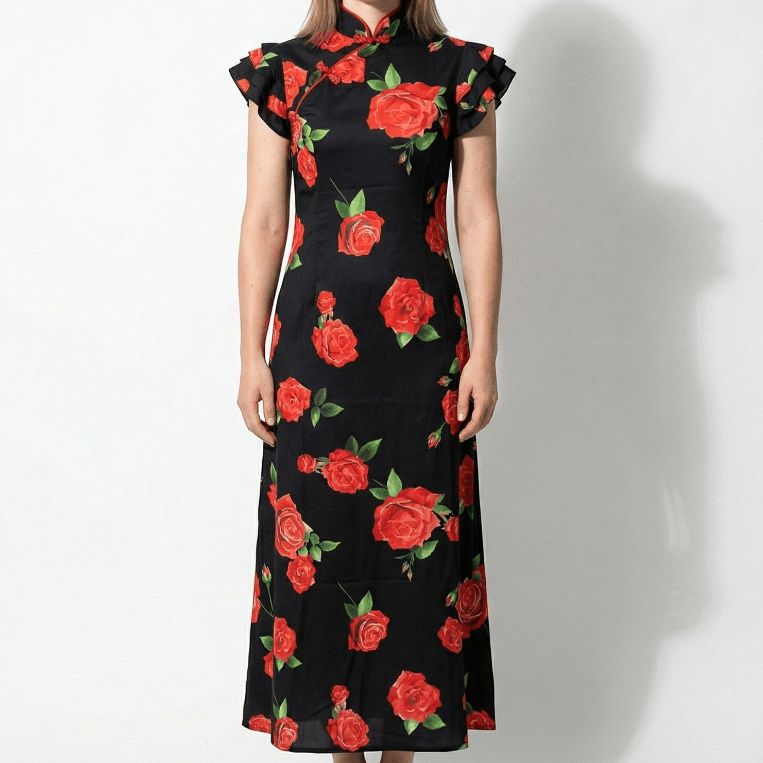 Amelia - Women's Floral Maxi Dress - Dresses - Black - Parker&Brooks