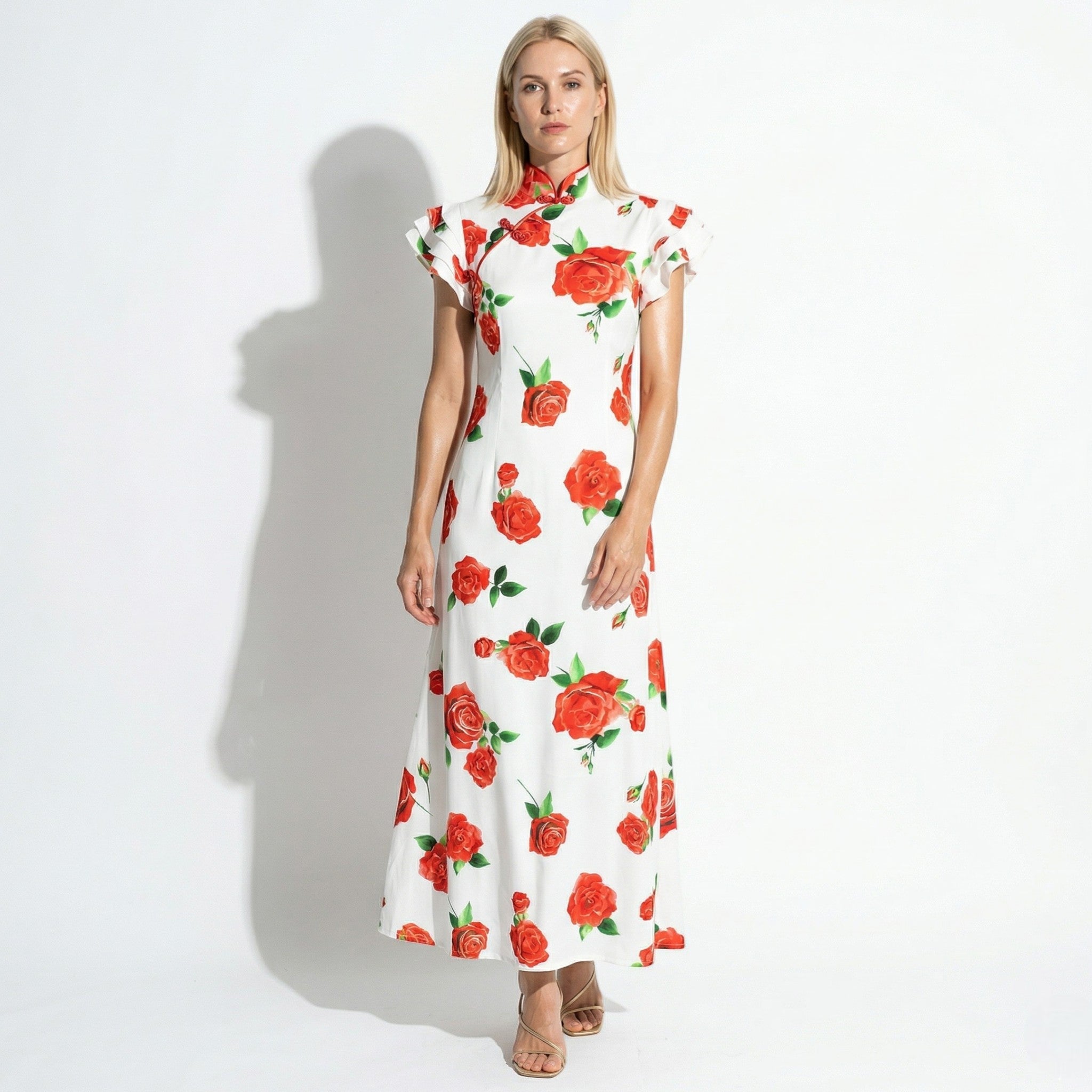 Amelia - Women's Floral Maxi Dress - Dresses - White - Parker&Brooks