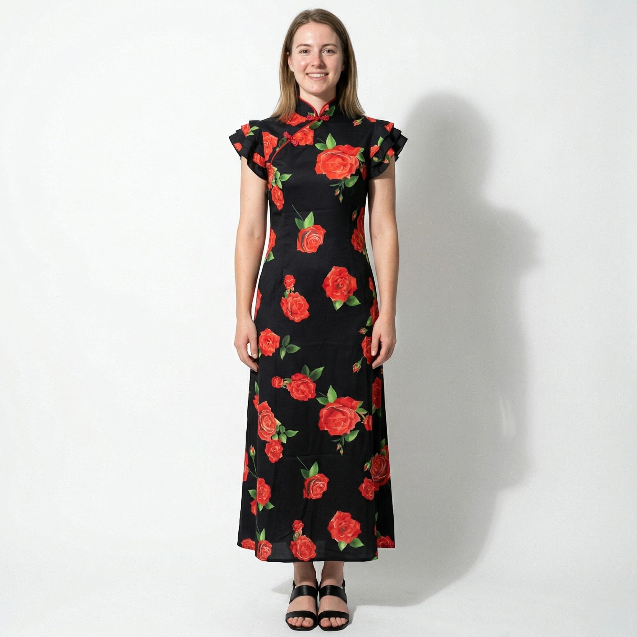 Amelia - Women's Floral Maxi Dress - Dresses - Black - Parker&Brooks