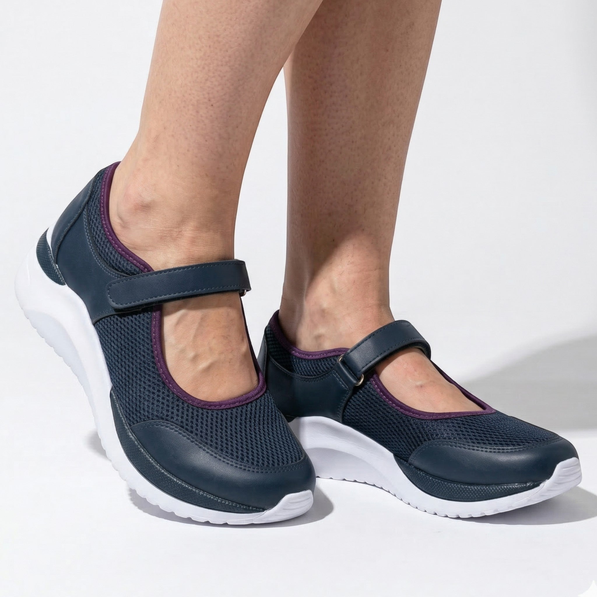 Amelia - Women's Orthopedic Sneakers with Velcro Strap - Sneakers - Blue - Parker&Brooks