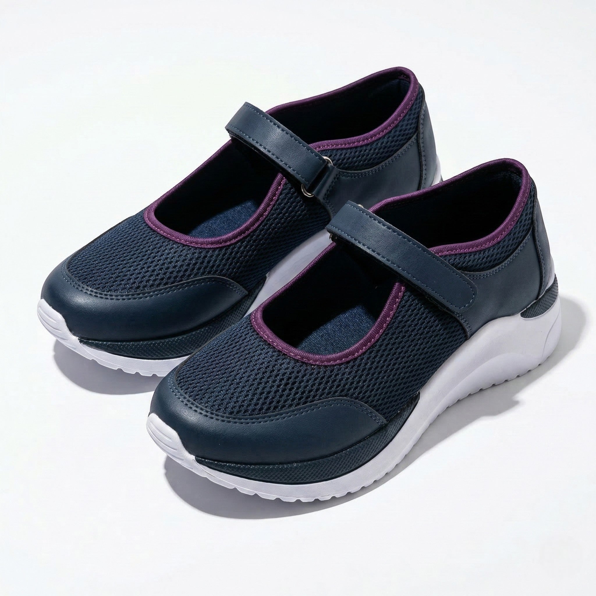 Amelia - Women's Orthopedic Sneakers with Velcro Strap - Sneakers - Blue - Parker&Brooks