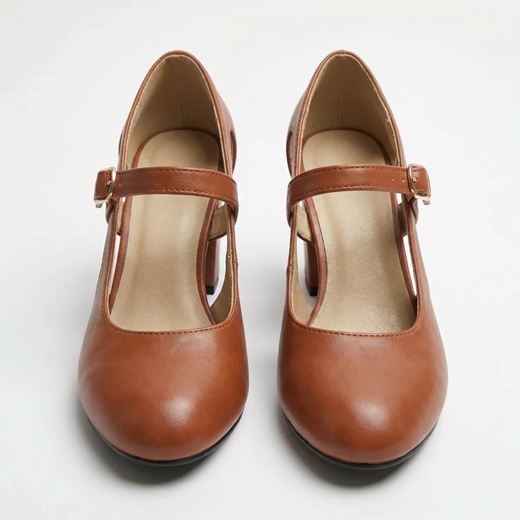 Amelia - Women's Mary Jane Block Heel Sandals - Sandal - Brown - Parker&Brooks