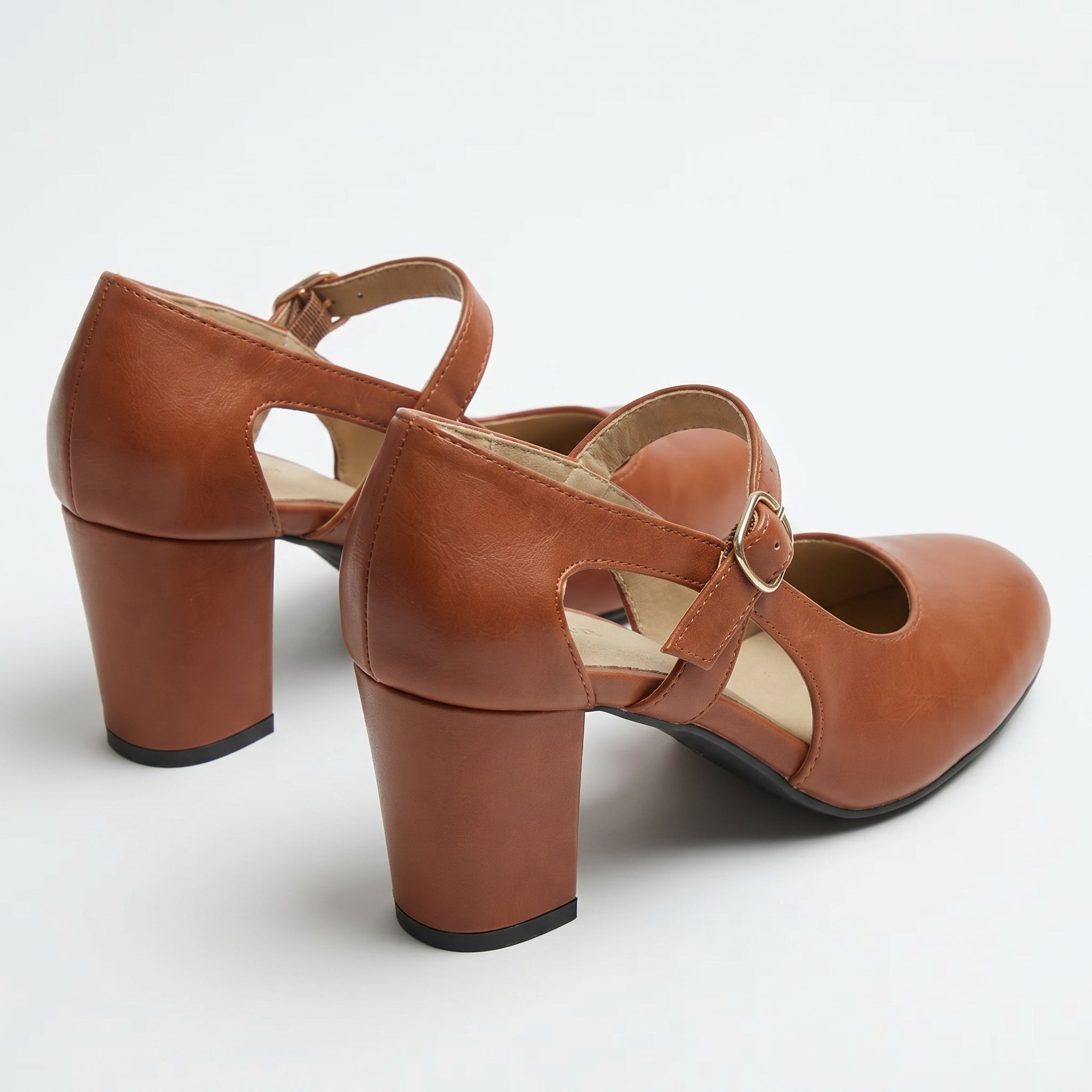 Amelia - Women's Mary Jane Block Heel Sandals - Sandal - Brown - Parker&Brooks