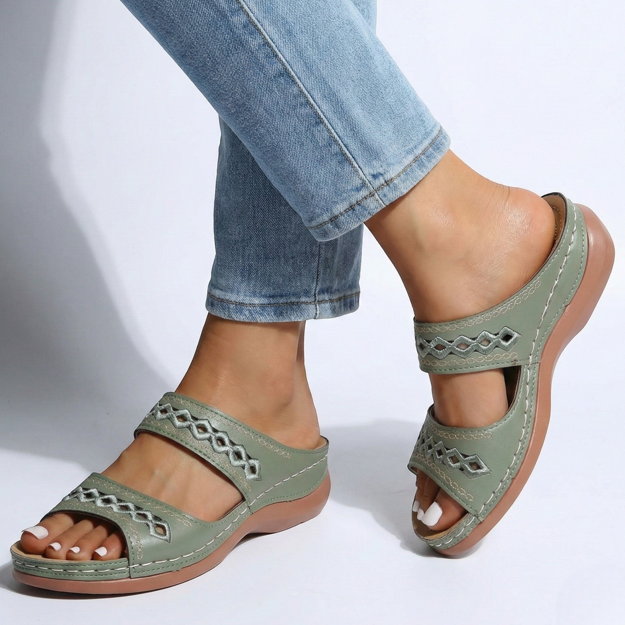 Amelia - Women's Orthopedic Open Toe Sandals - Sandal - Green - Parker&Brooks