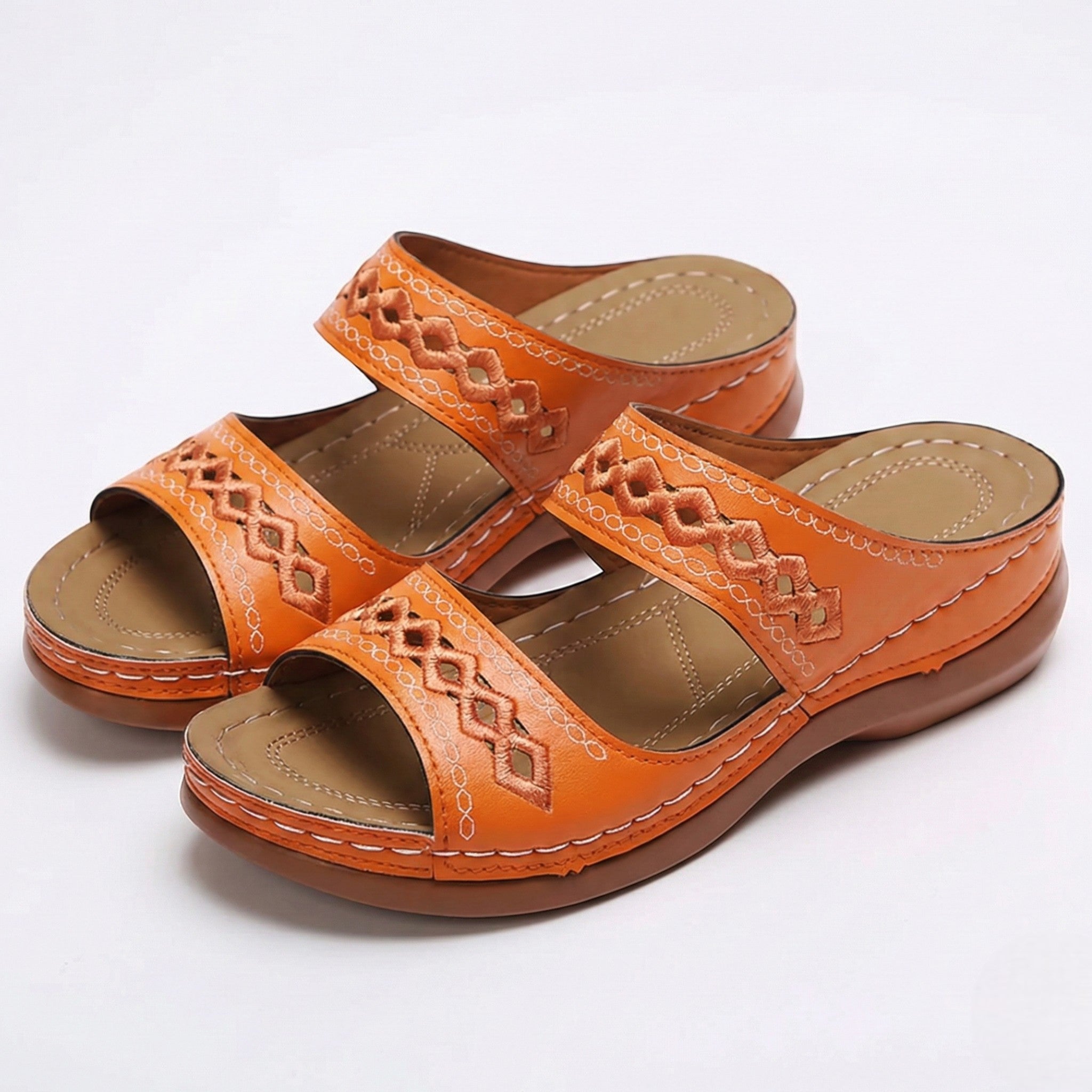 Amelia - Women's Orthopedic Open Toe Sandals - Sandal - Orange - Parker&Brooks