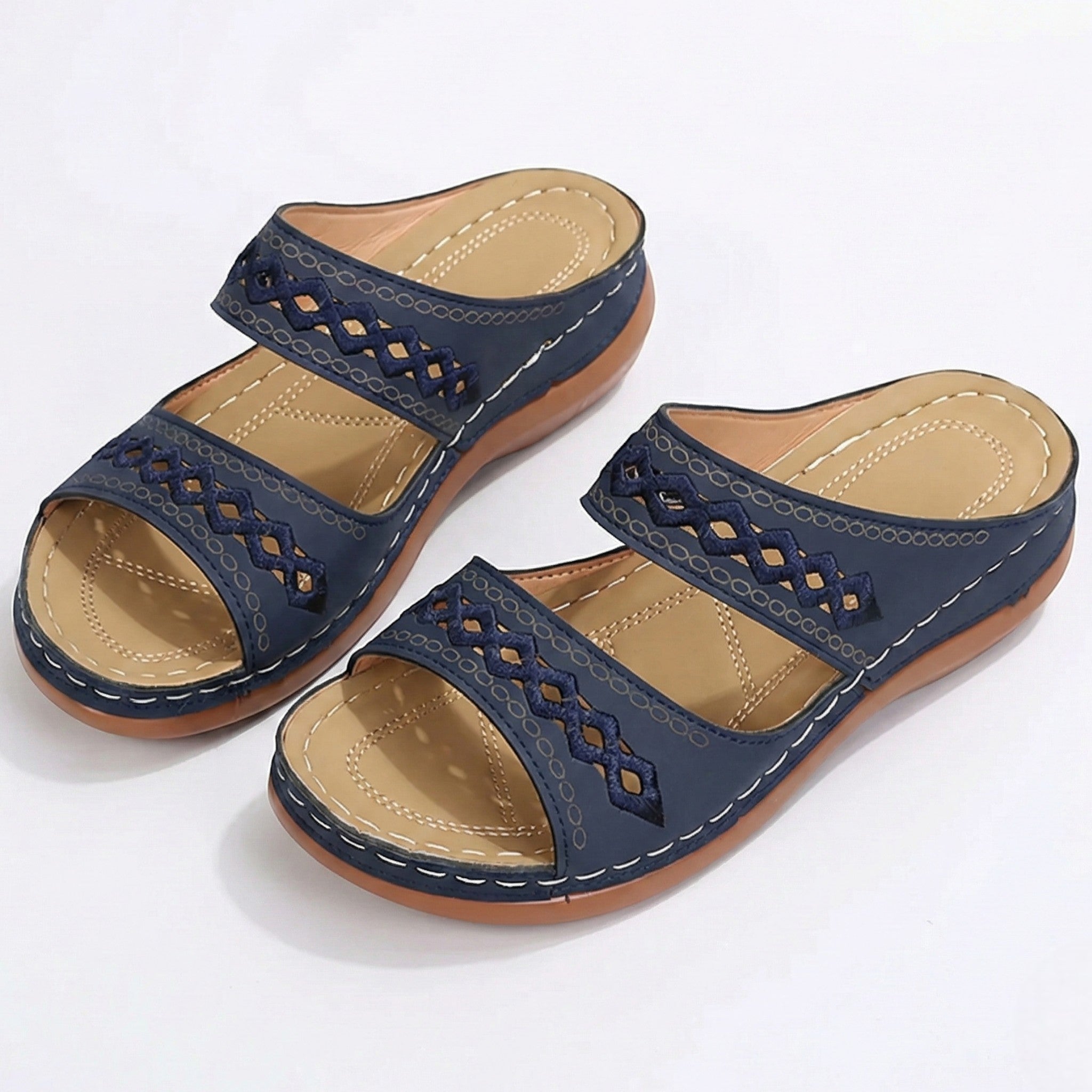 Amelia - Women's Orthopedic Open Toe Sandals - Sandal - Blue - Parker&Brooks