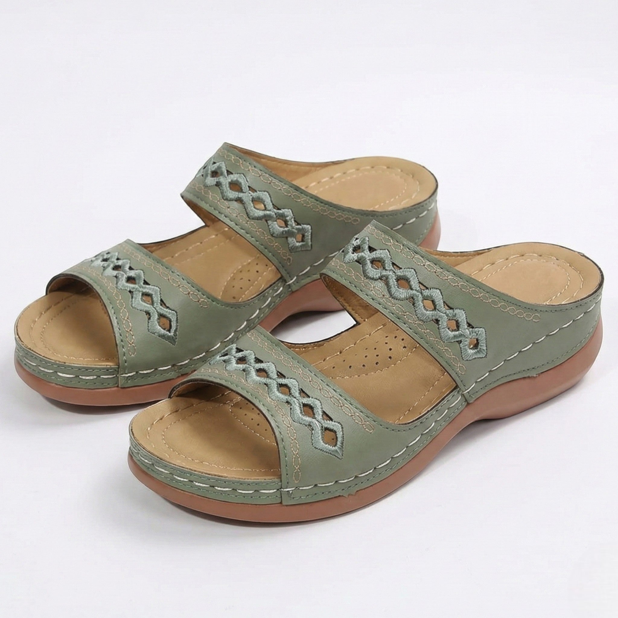 Amelia - Women's Orthopedic Open Toe Sandals - Sandal - Green - Parker&Brooks
