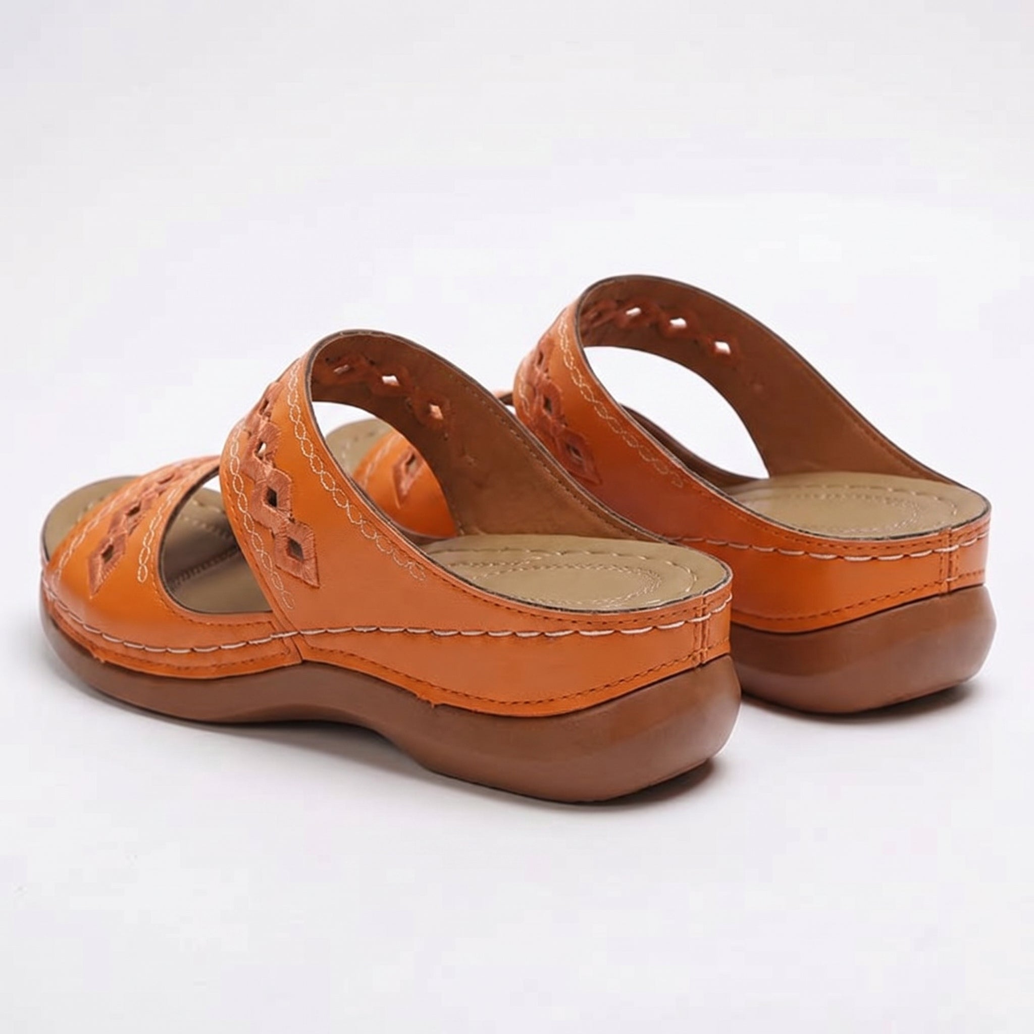 Amelia - Women's Orthopedic Open Toe Sandals - Sandal - Orange - Parker&Brooks