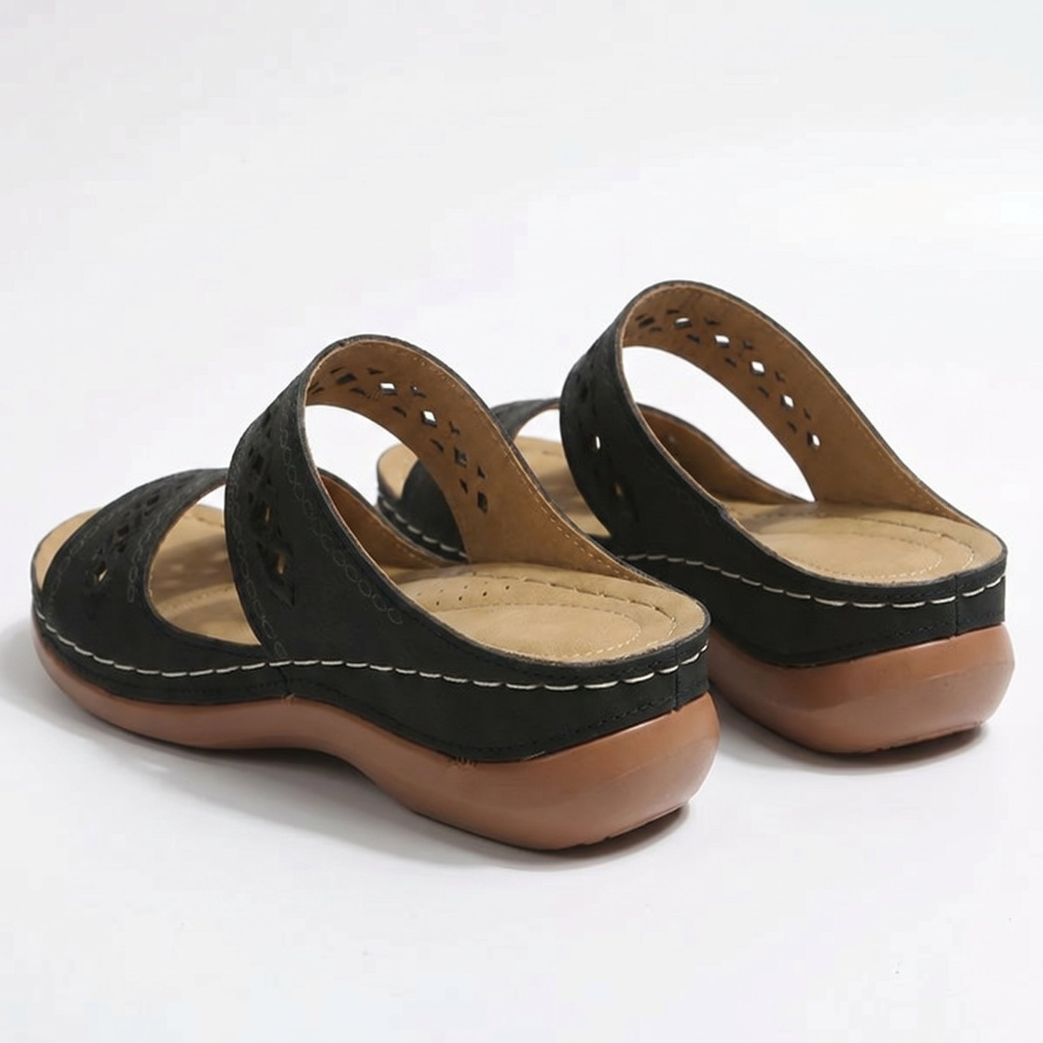 Amelia - Women's Orthopedic Open Toe Sandals - Sandal - Black - Parker&Brooks