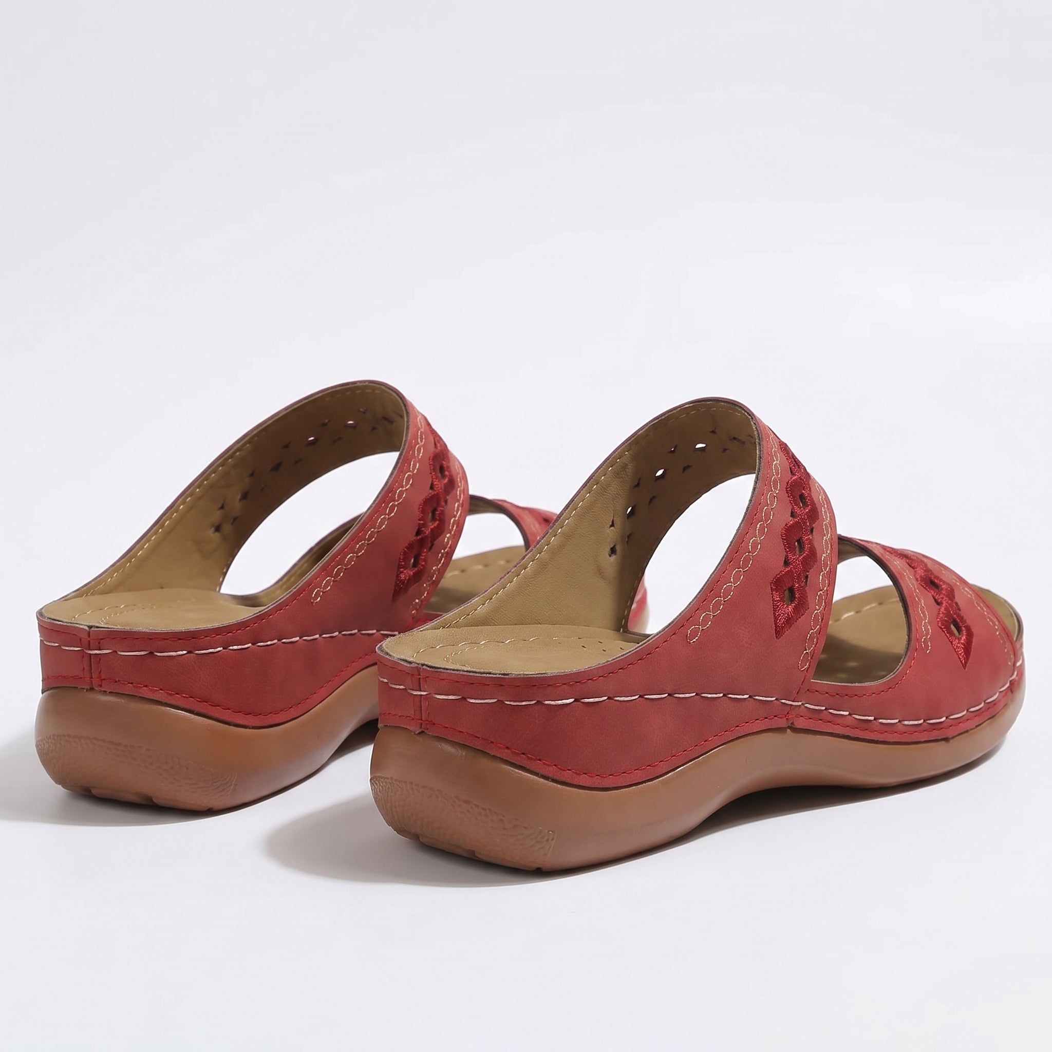 Amelia - Women's Orthopedic Open Toe Sandals - Sandal - Red - Parker&Brooks