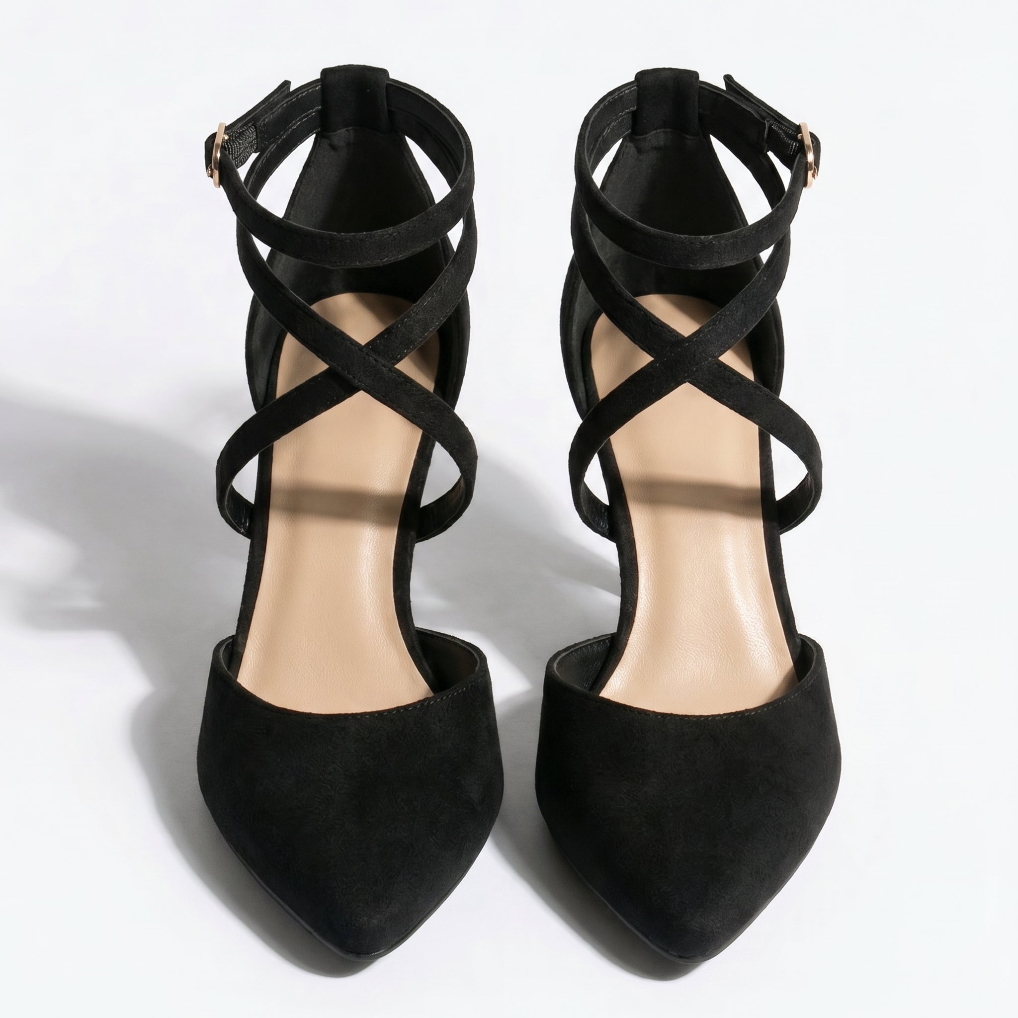 Amelia - Women's Pointed Toe Strap Heels - Sandal - Black - Parker&Brooks