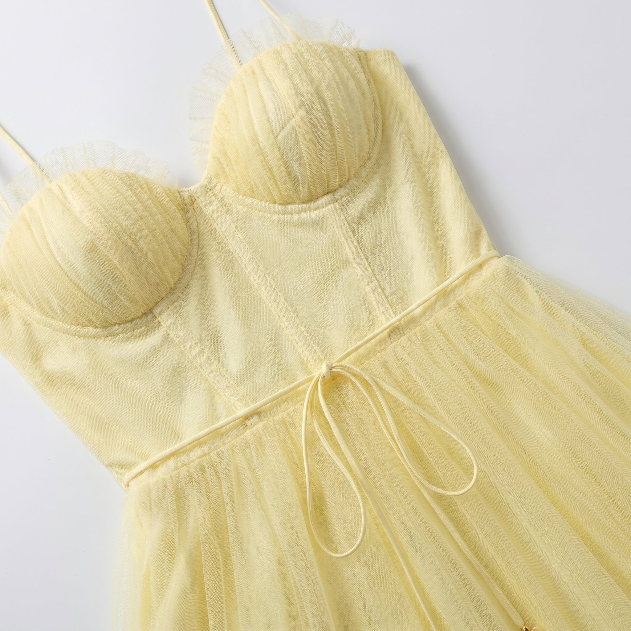 Amelia - Women's Tulle Party Midi Dress - Dresses - Yellow - Parker&Brooks