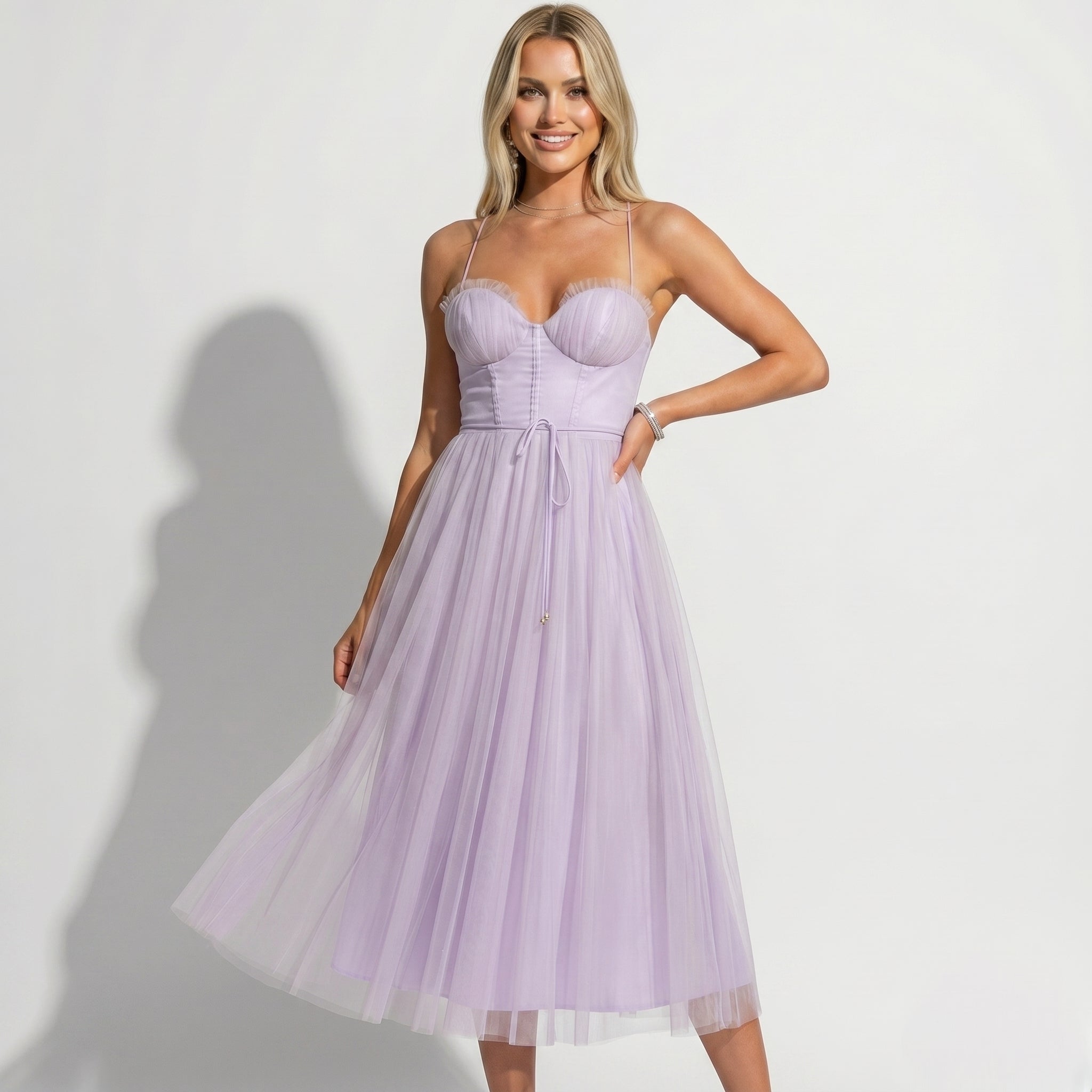 Amelia - Women's Tulle Party Midi Dress - Dresses - Purple - Parker&Brooks