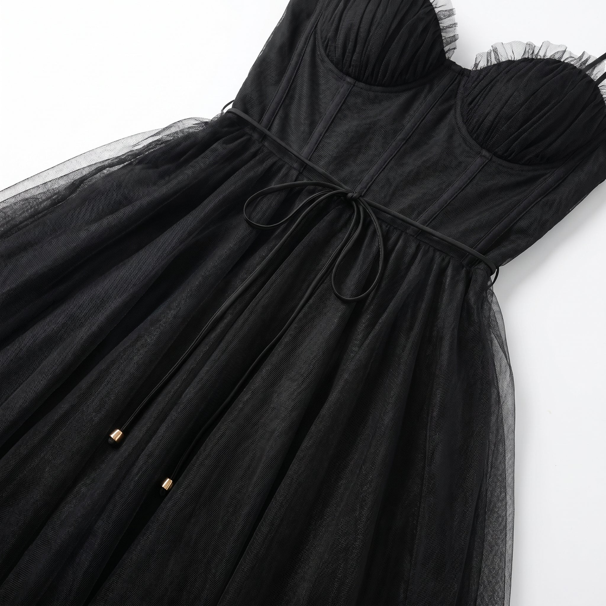 Amelia - Women's Tulle Party Midi Dress - Dresses - Black - Parker&Brooks
