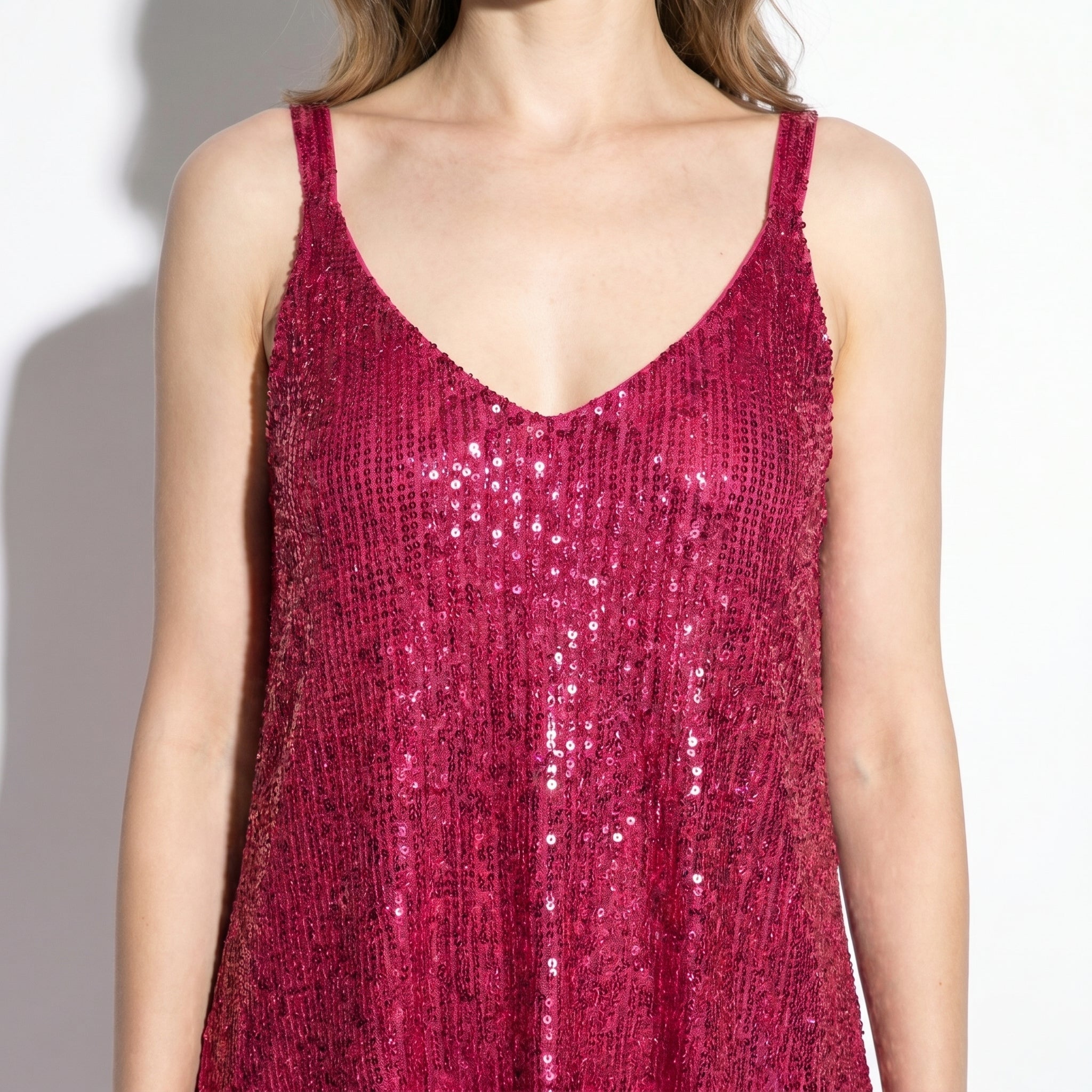 Angel - Women's Party Sequin Mini Dress - Mini Dresses - Dark Pink - Parker&Brooks